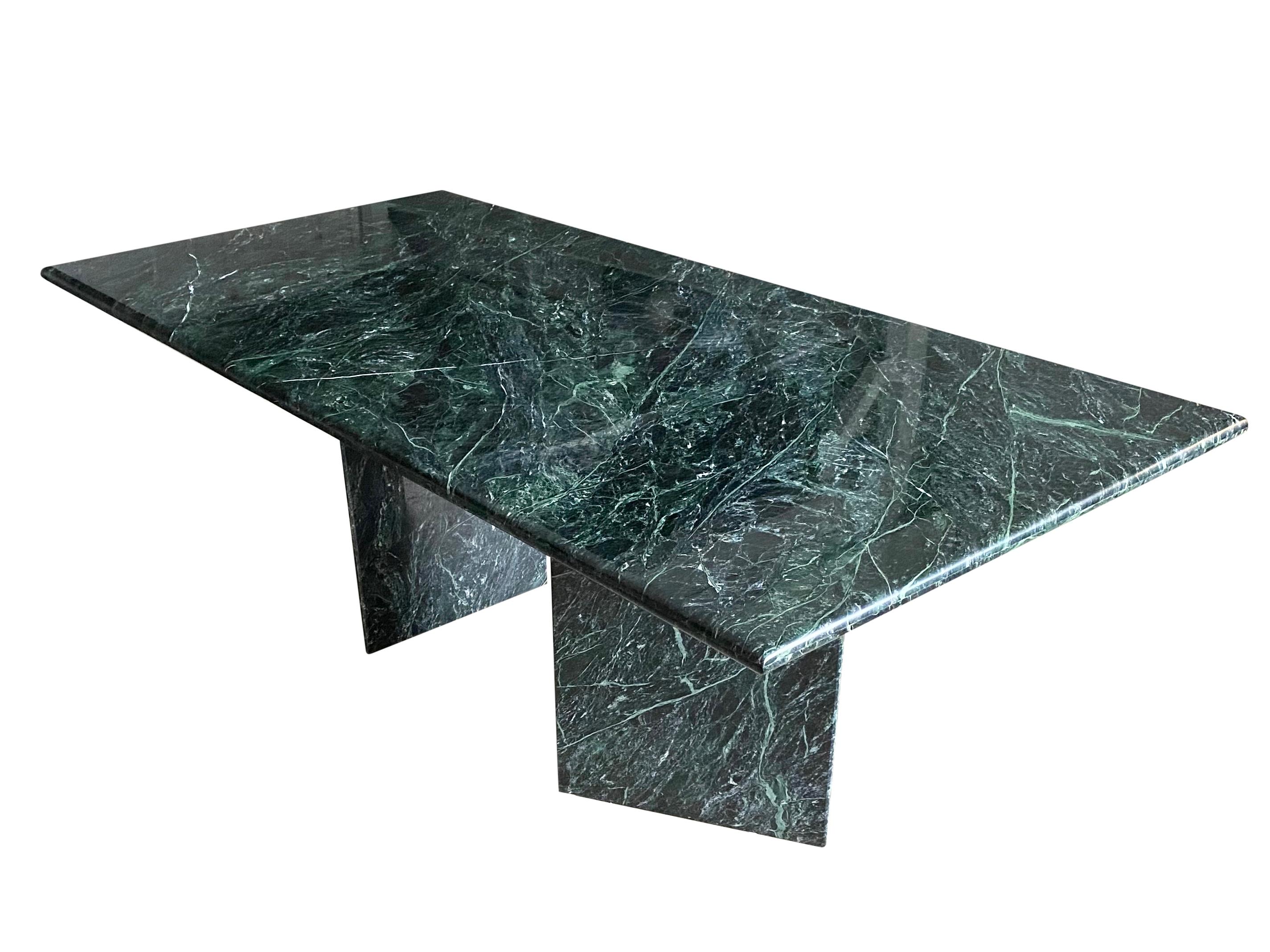 Spectacular Green Marble Modern Dining Table In Good Condition In Brooklyn, NY