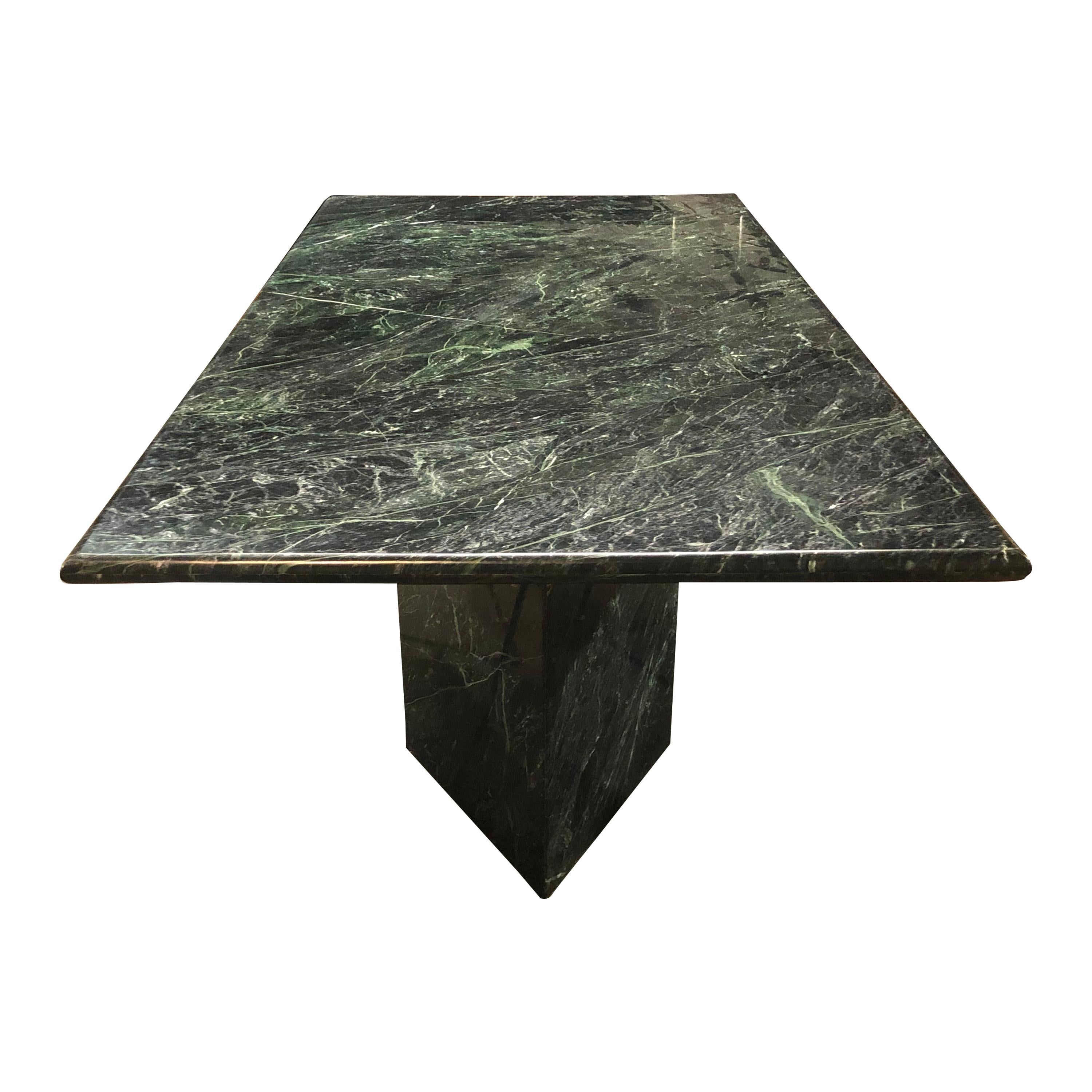 Spectacular Massive Green Marble Modern Dining Table