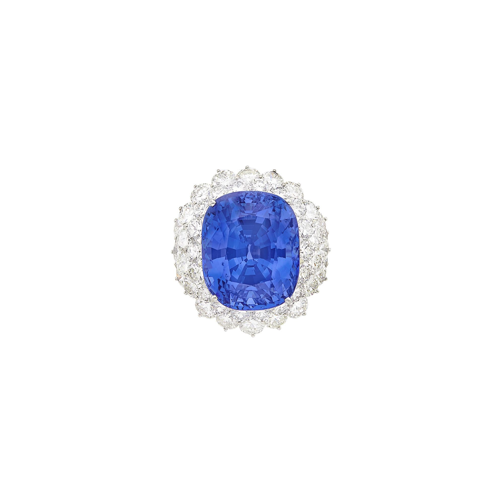46.31 Carat AGL Ceylon Sapphire  Diamond Ring 2