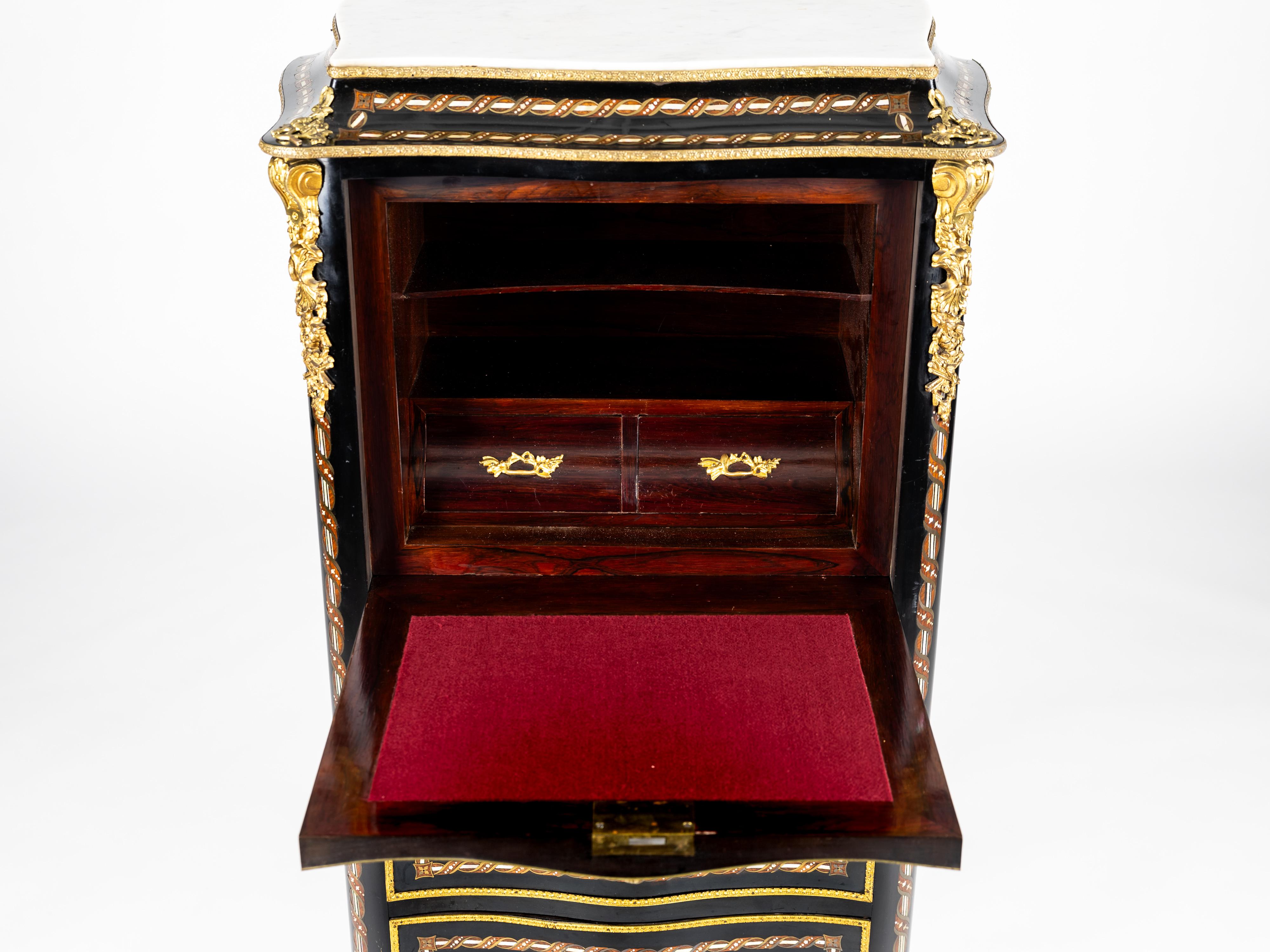 Brass Spectacular masterspiece ladies writing secretary desk Napoleon III, 1860 France For Sale