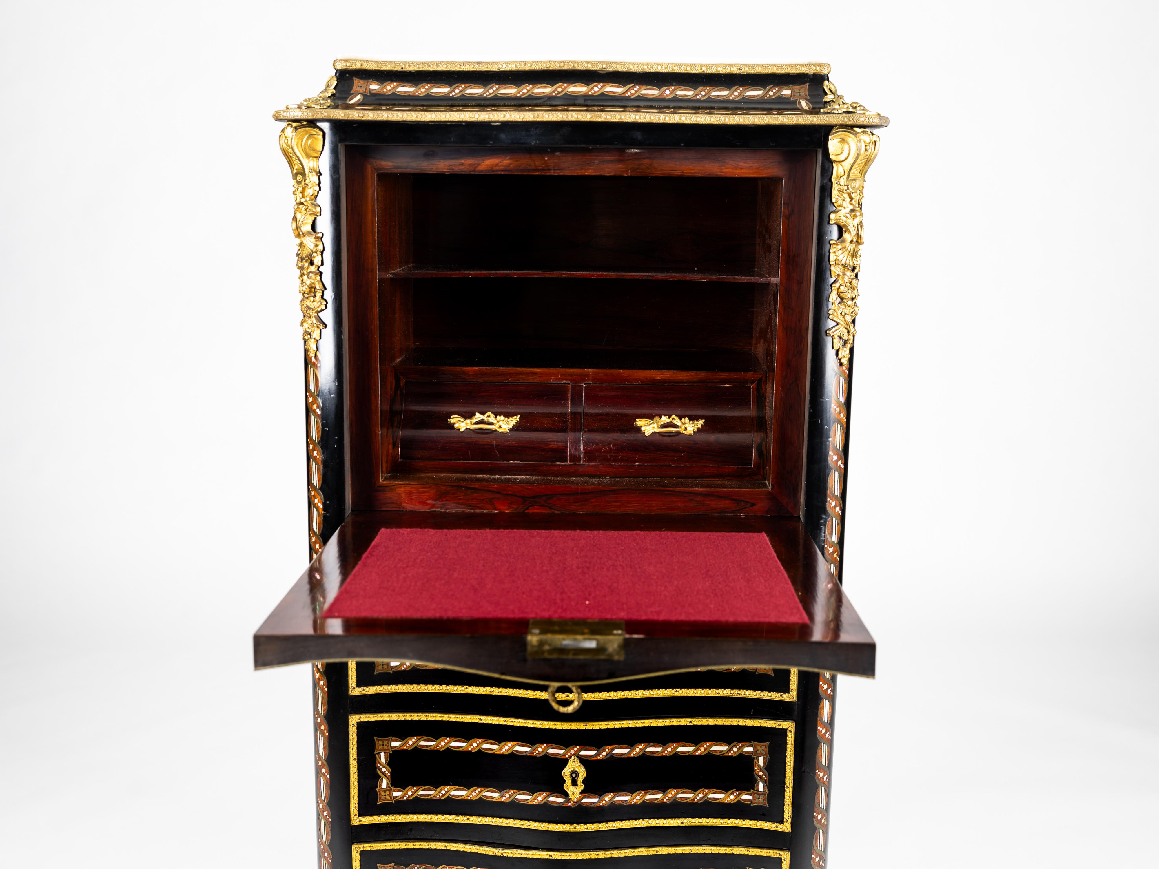 Spectacular masterspiece ladies writing secretary desk Napoleon III, 1860 France For Sale 1