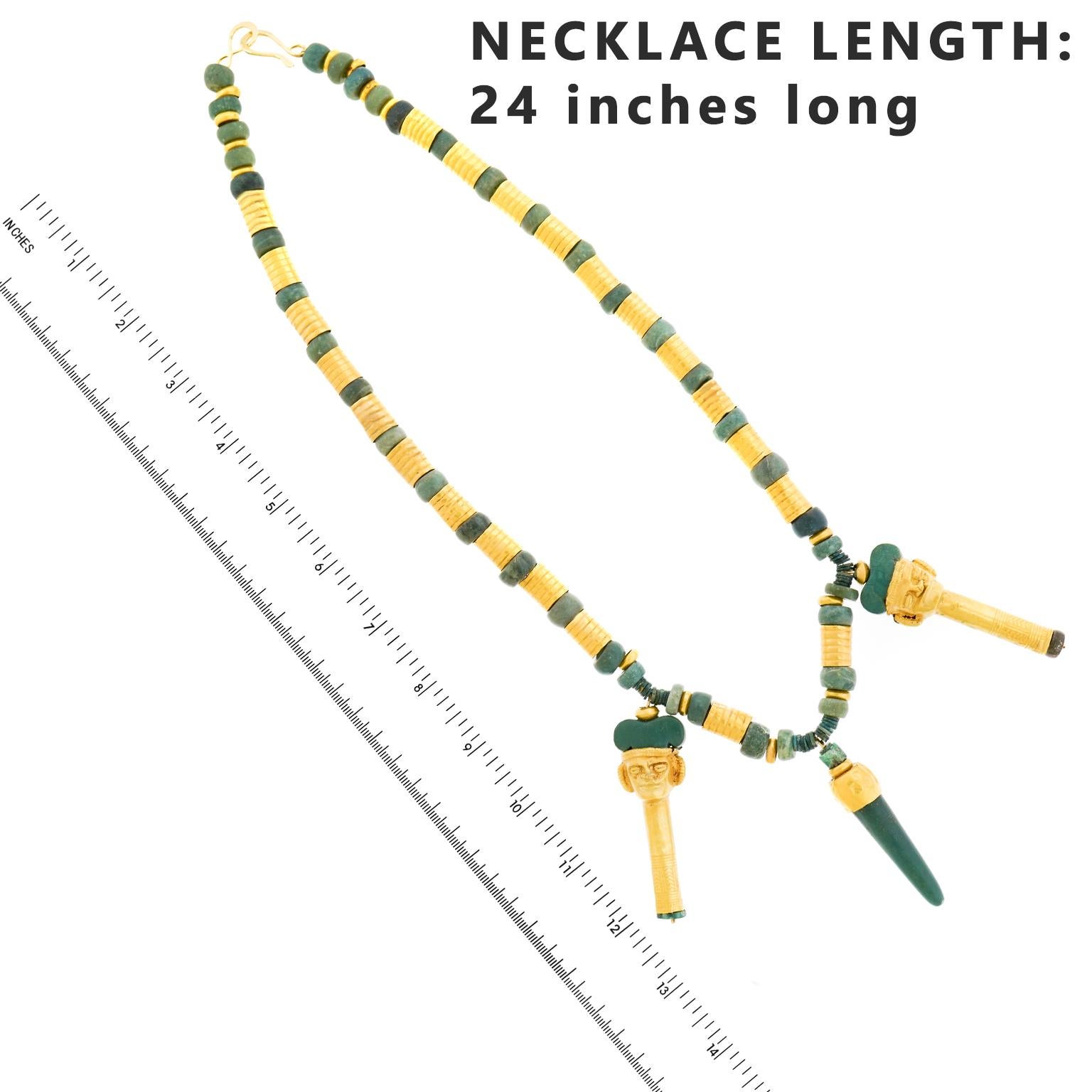 Cabochon Spectacular Mesoamerican Gold and Jade Necklace