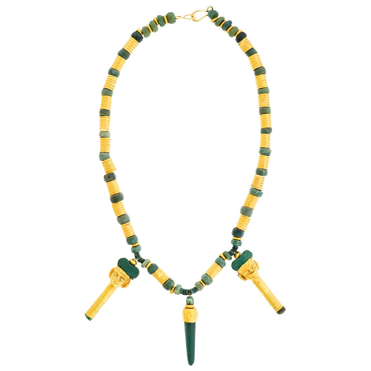 Spectacular Mesoamerican Gold and Jade Necklace
