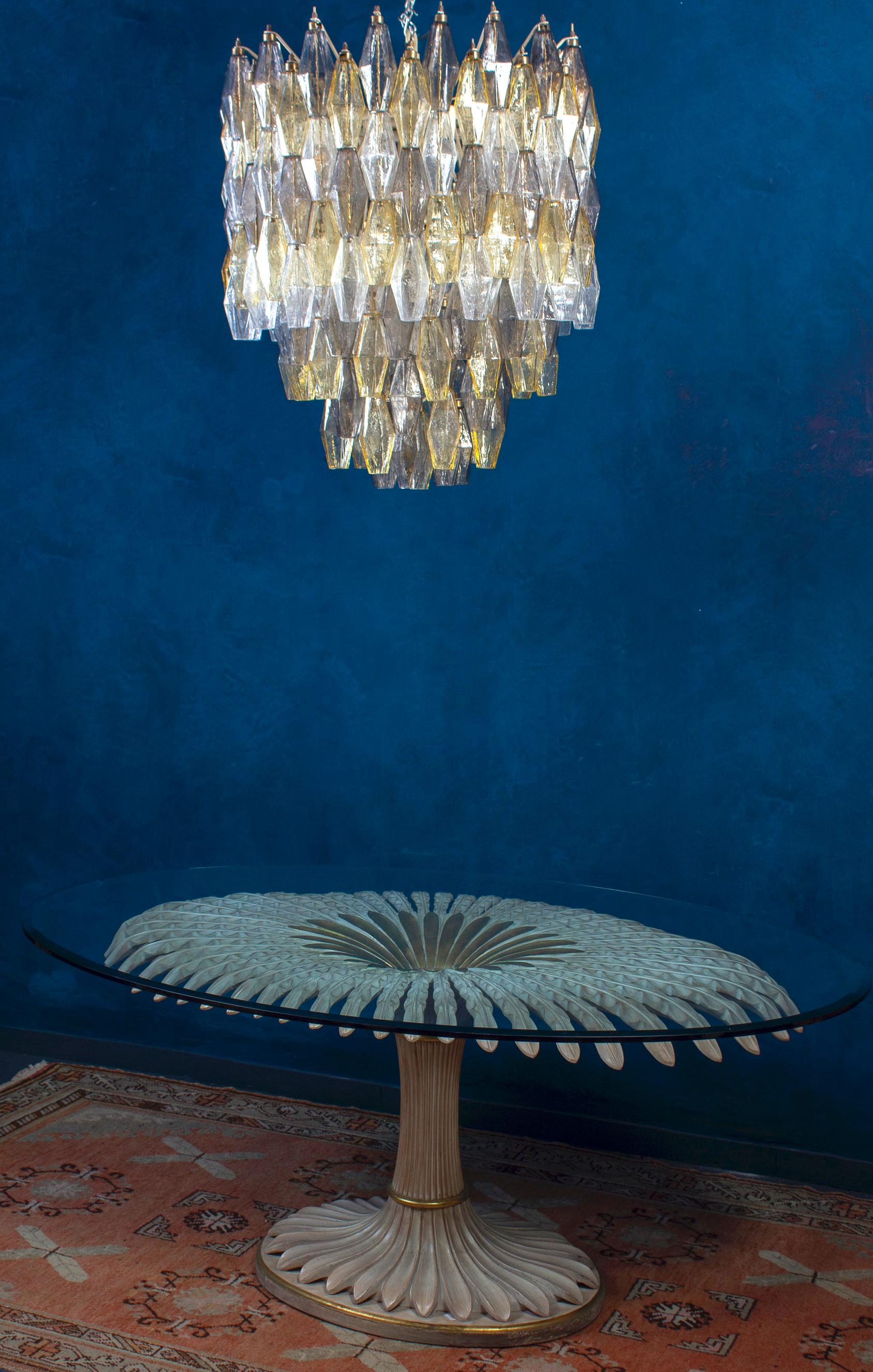 Spectacular Mid-Century Grey and Amber Poliedri Chandelier, 1960 For Sale 4