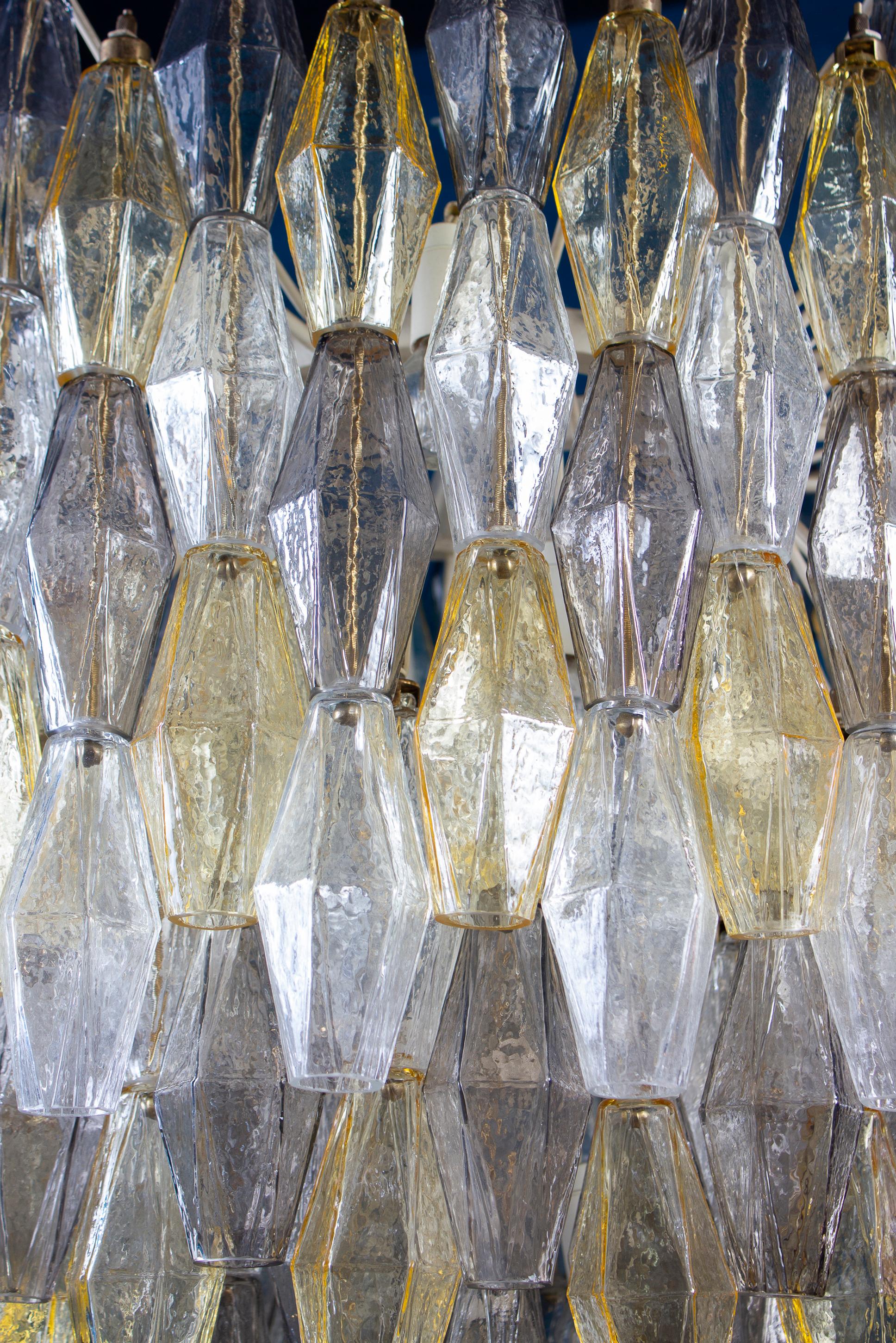 Spectacular Mid-Century Grey and Amber Poliedri Chandelier, 1960 For Sale 1