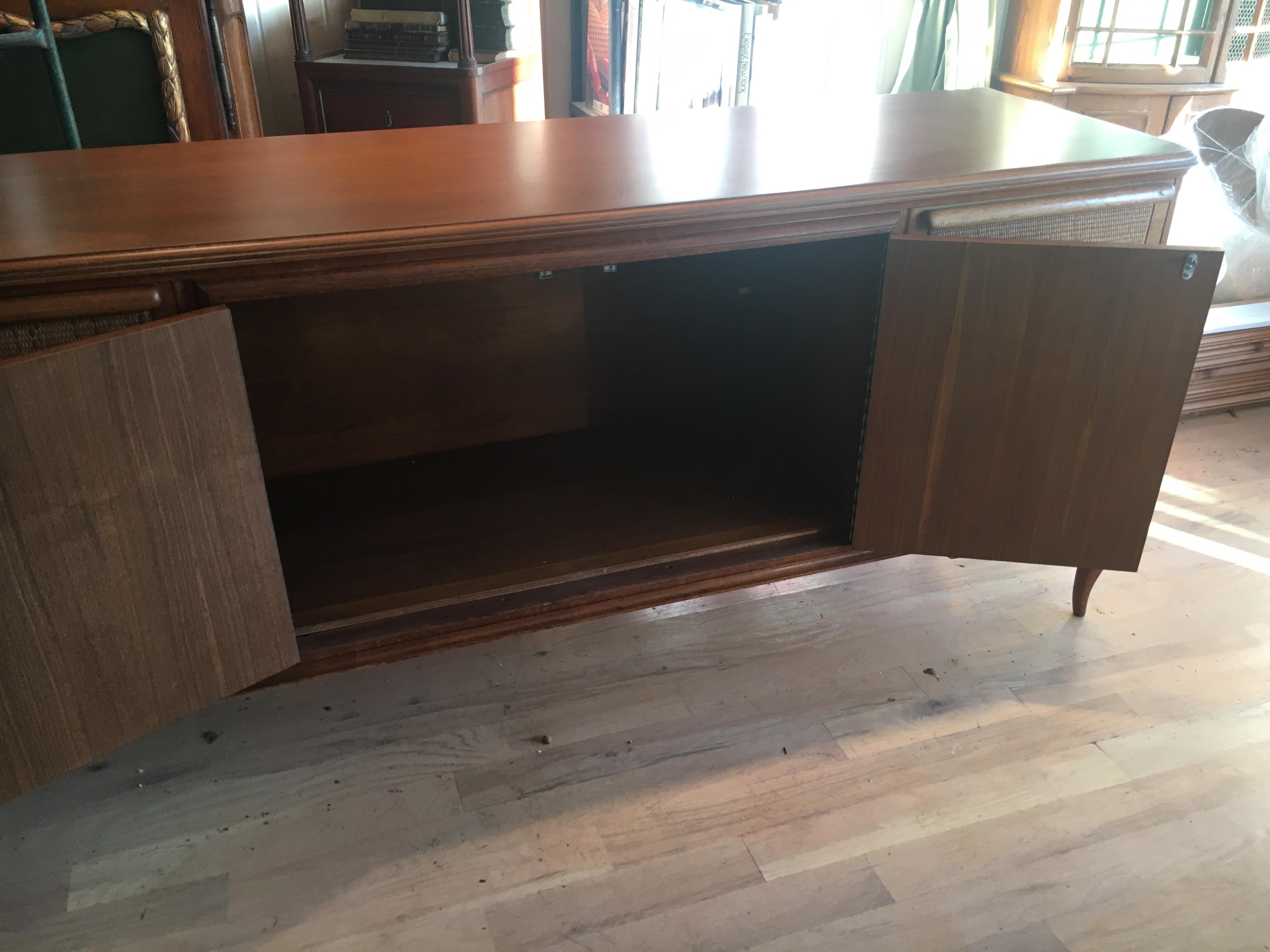 Spectacular Midcentury Italian Server, Walnut, Cane, Very Textural, Great Color For Sale 9