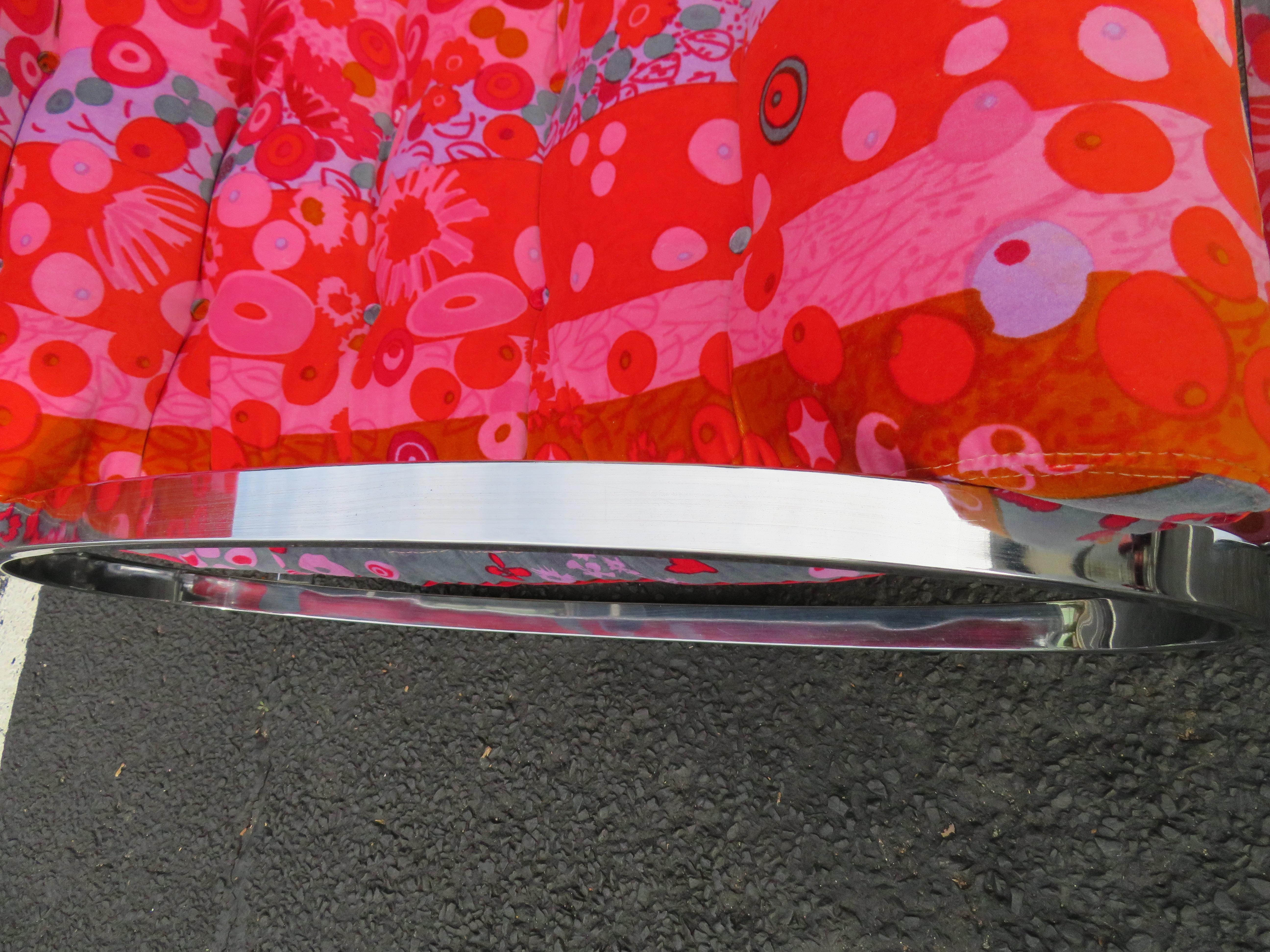 Spektakuläre ovale Bergsteigerjack Lenor Larsen im Milo Baughman-Stil aus Chrom im Zustand „Gut“ im Angebot in Pemberton, NJ