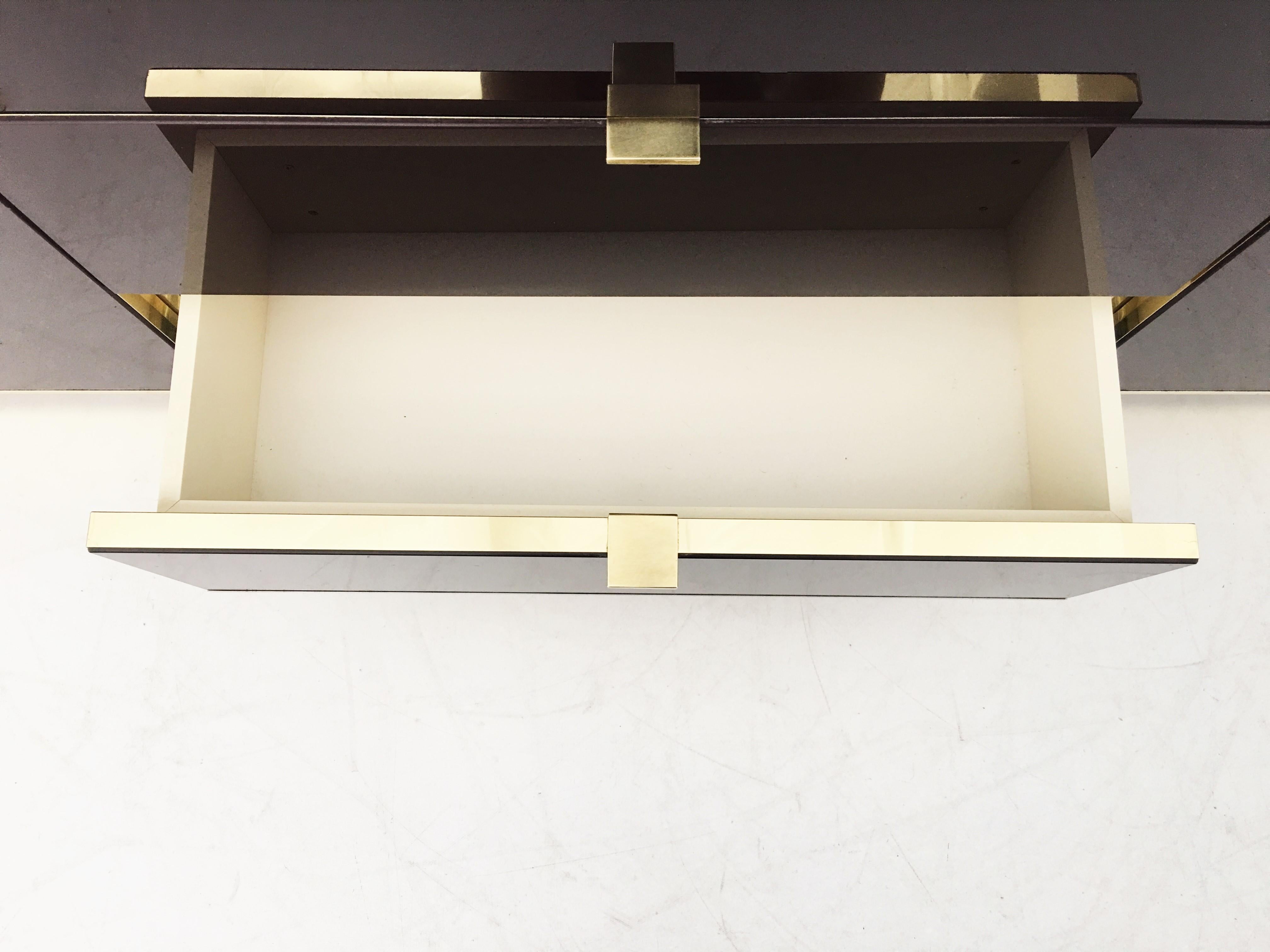 Hardwood Spectacular Mirrored and Brass Dresser/Credenza by Ello Furniture