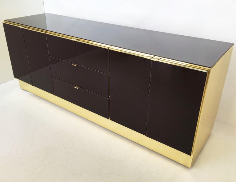 Spectacular Mirrored and Brass Dresser/Credenza by Ello Furniture For Sale 2