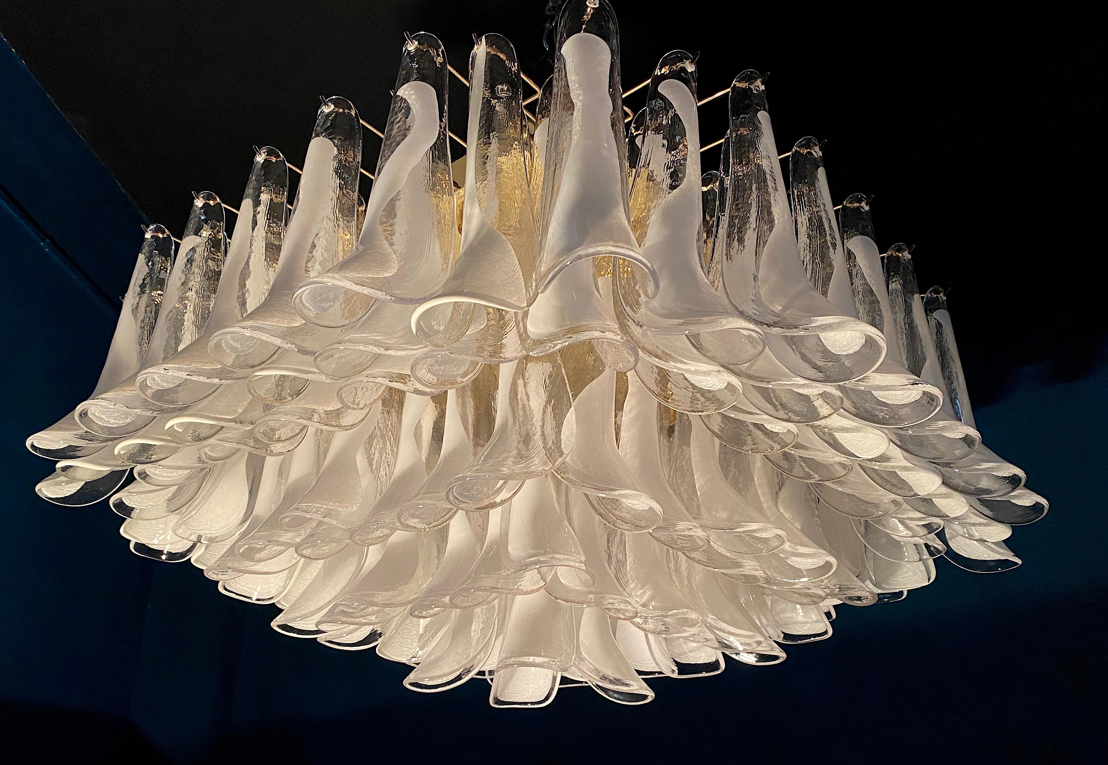 Spectacular Modern Murano Glass Petal Chandelier or Flush Mount For Sale 5