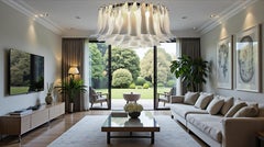 Spectacular Modern Murano Glass Petal Chandelier or Flush Mount