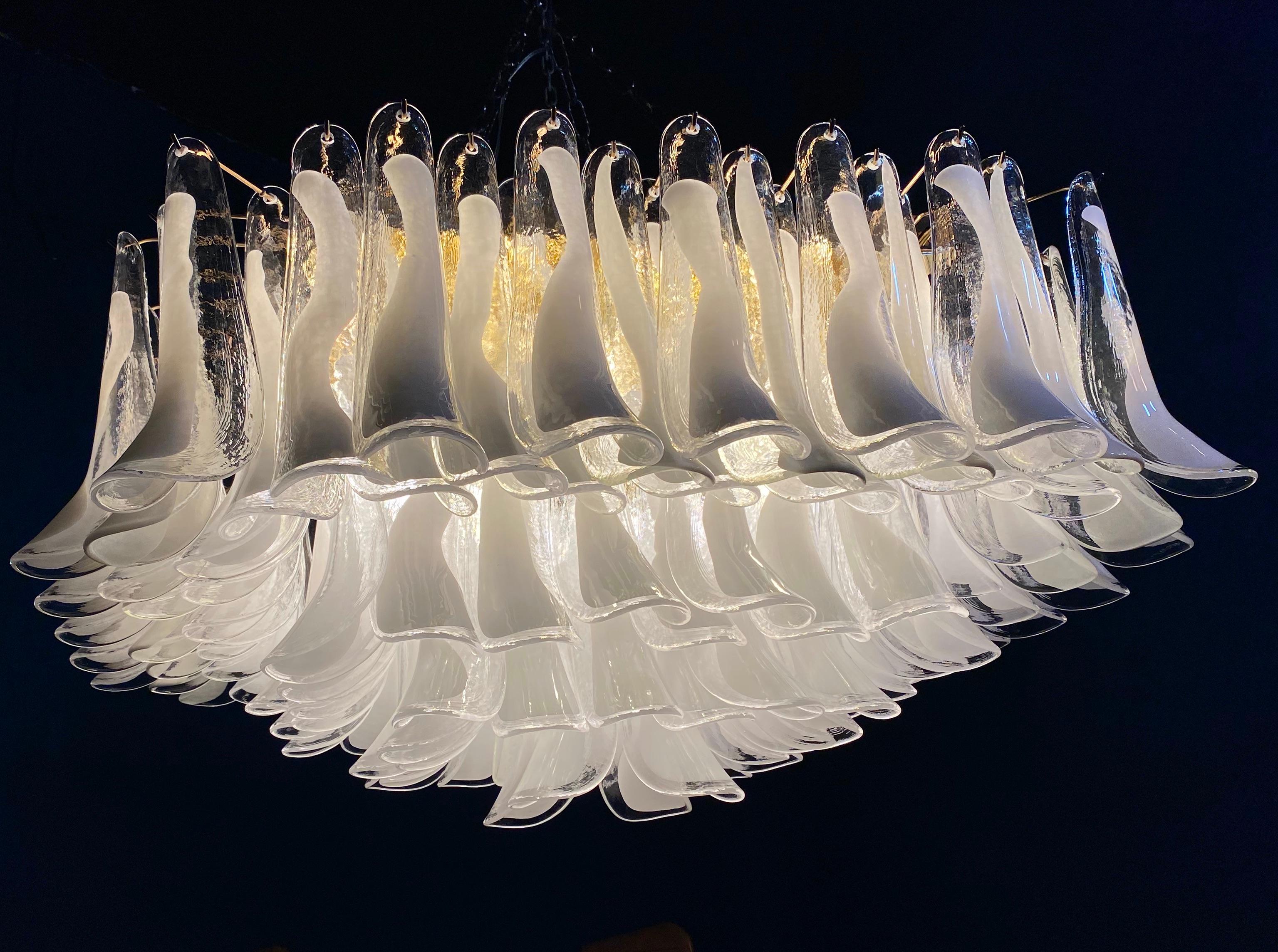 Italian Spectacular Modern Murano Glass Petal Chandelier or Flush Mount For Sale