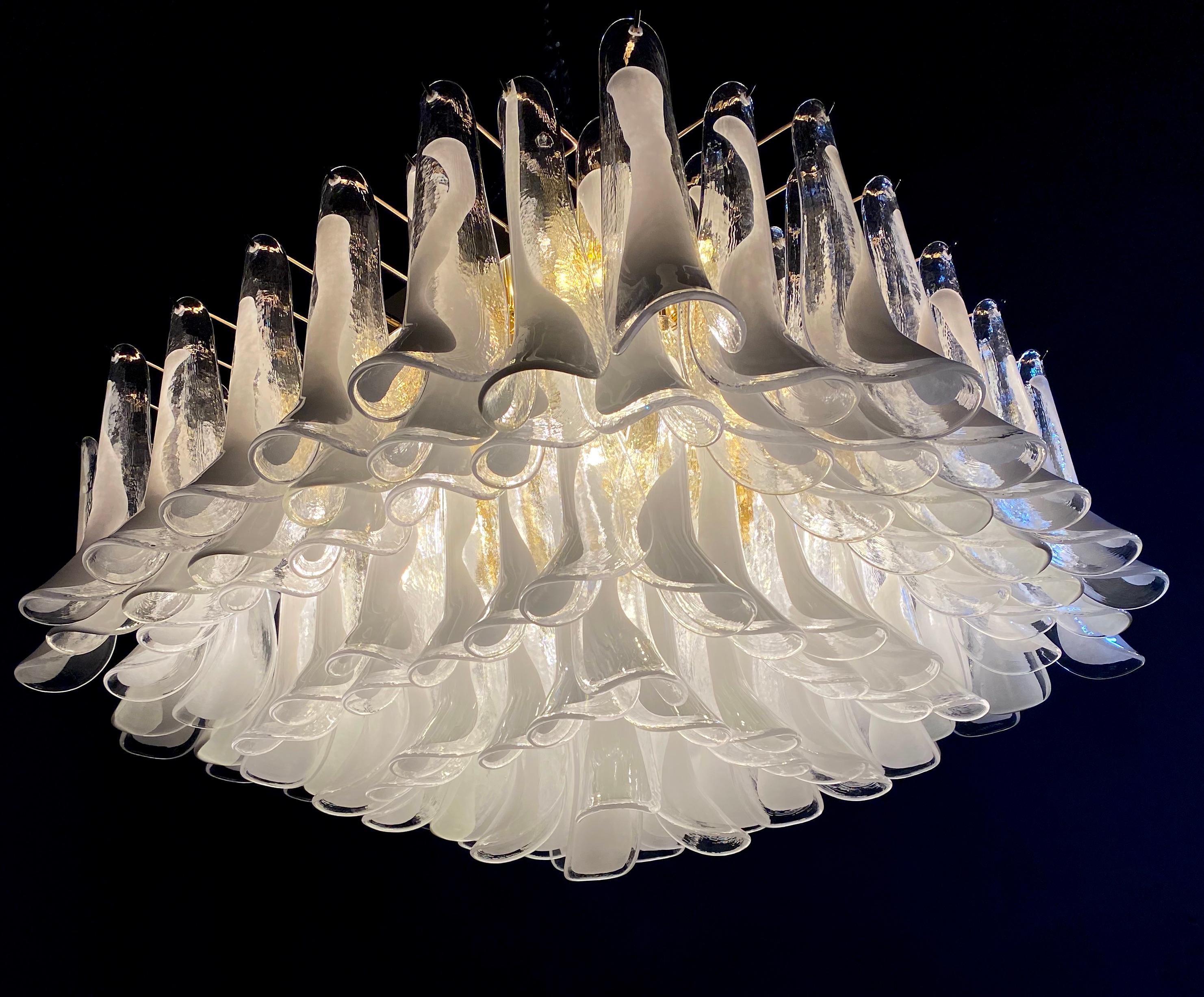 Gilt Spectacular Modern Murano Glass Petal Chandelier or Flush Mount For Sale