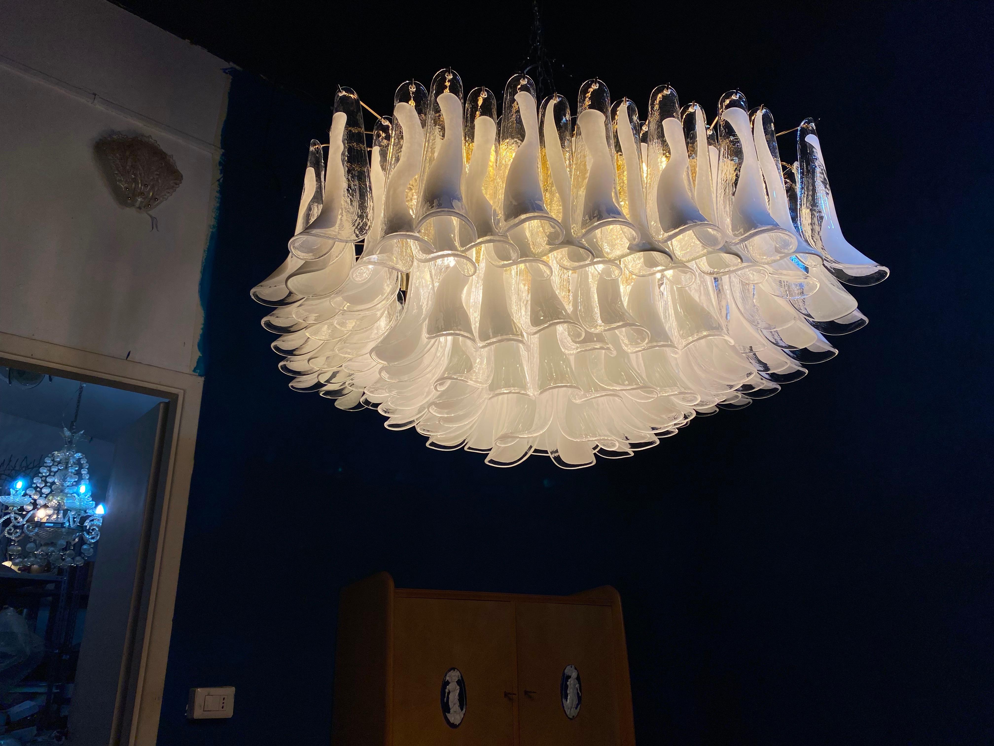 Metal Spectacular Modern Murano Glass Petal Chandelier or Flush Mount For Sale