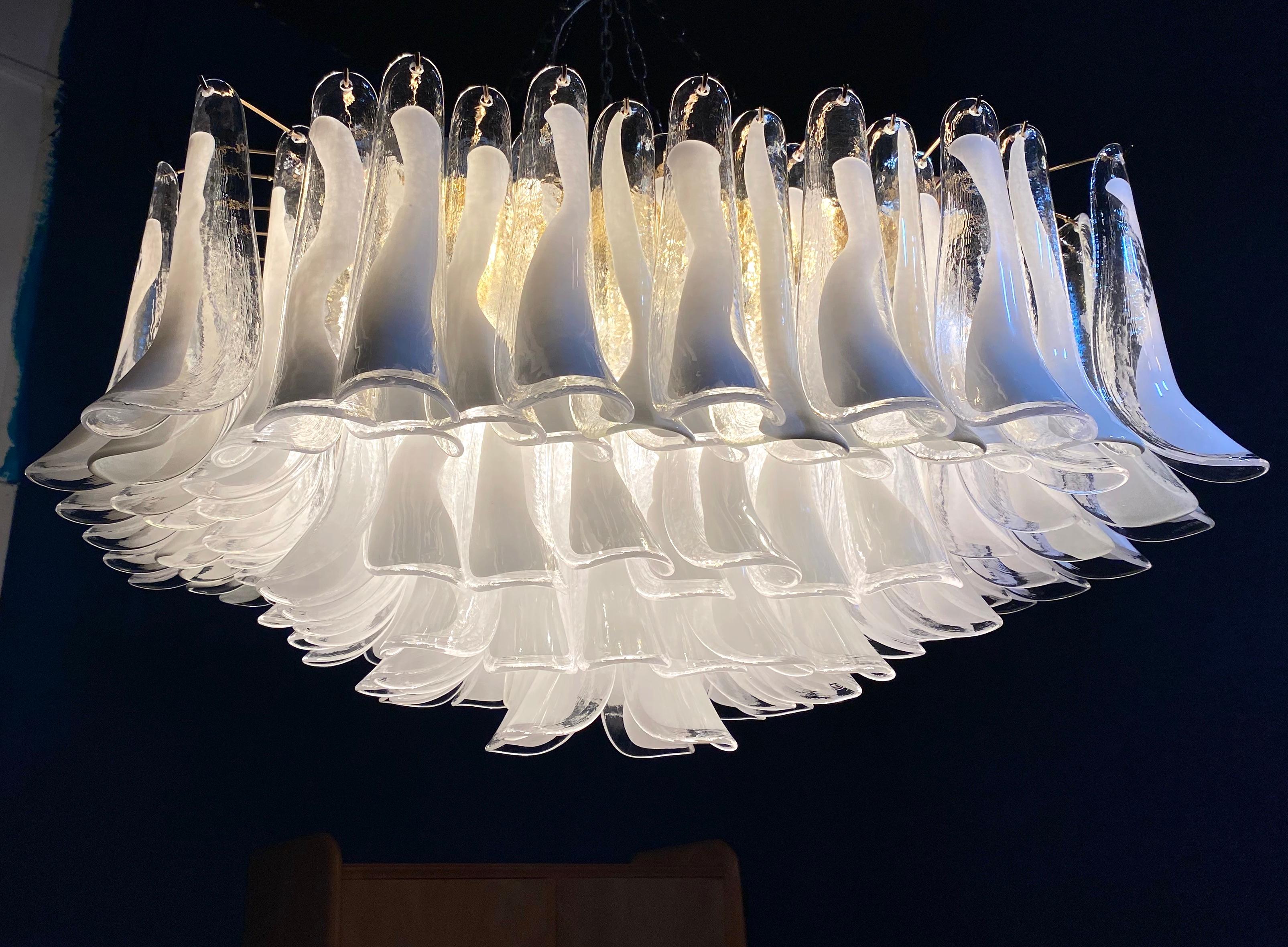 Blown Glass Spectacular Modern Murano Glass Petal Chandelier or Flush Mount For Sale