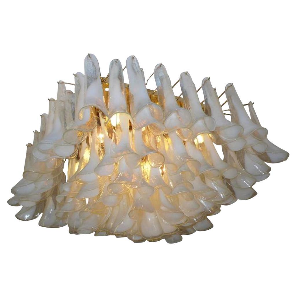 Spectacular Modern Murano Glass Petal Chandelier or Flush Mount