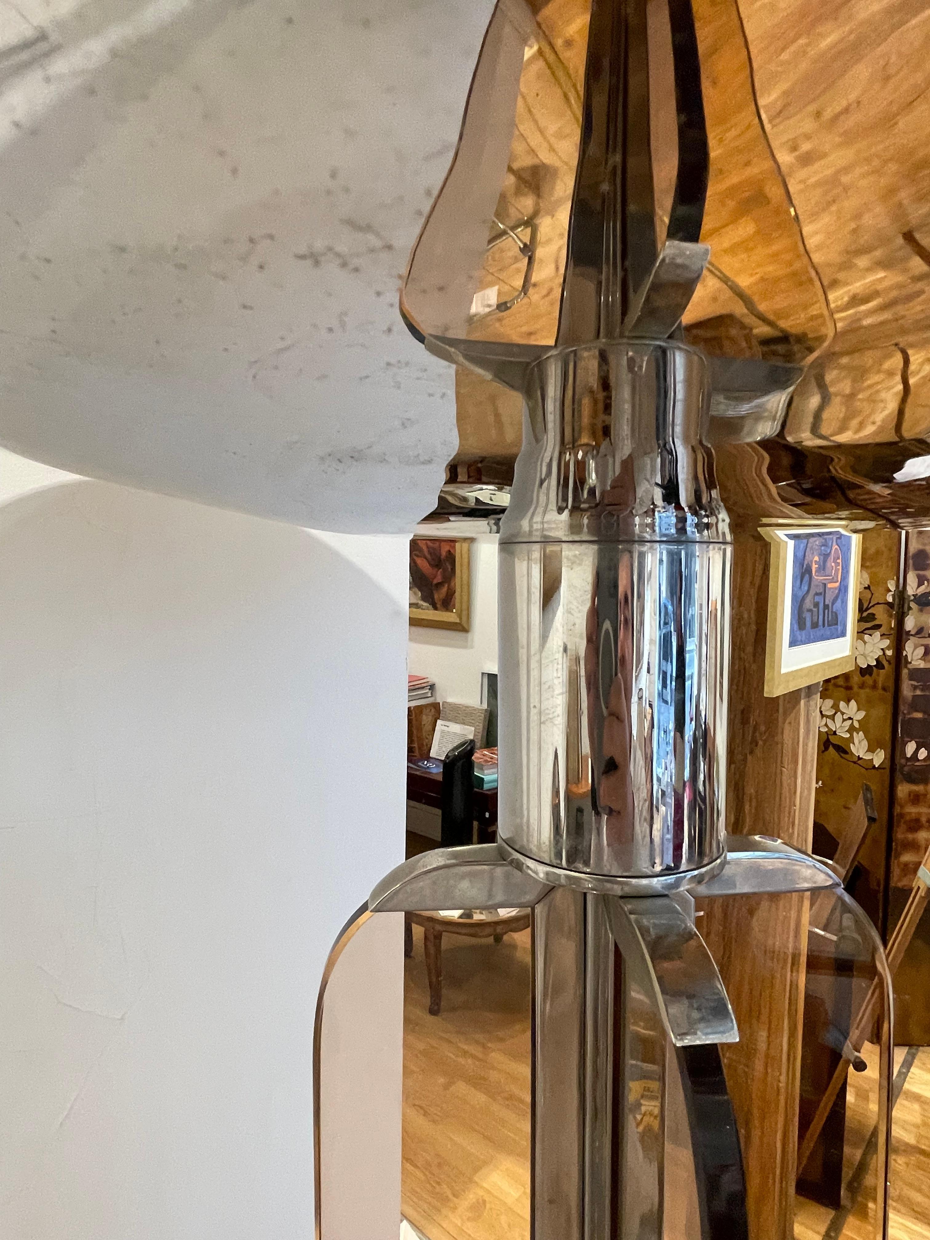 Spectacular Modernist Floor Lamp in the style of Jacques Adnet, Art Deco, France For Sale 3