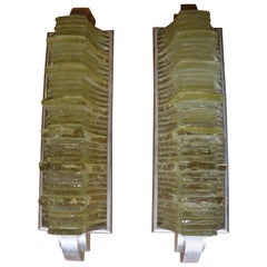 Vintage Spectacular Modernist Pair of Sconces by Jean Perzel, France, Art Deco Style