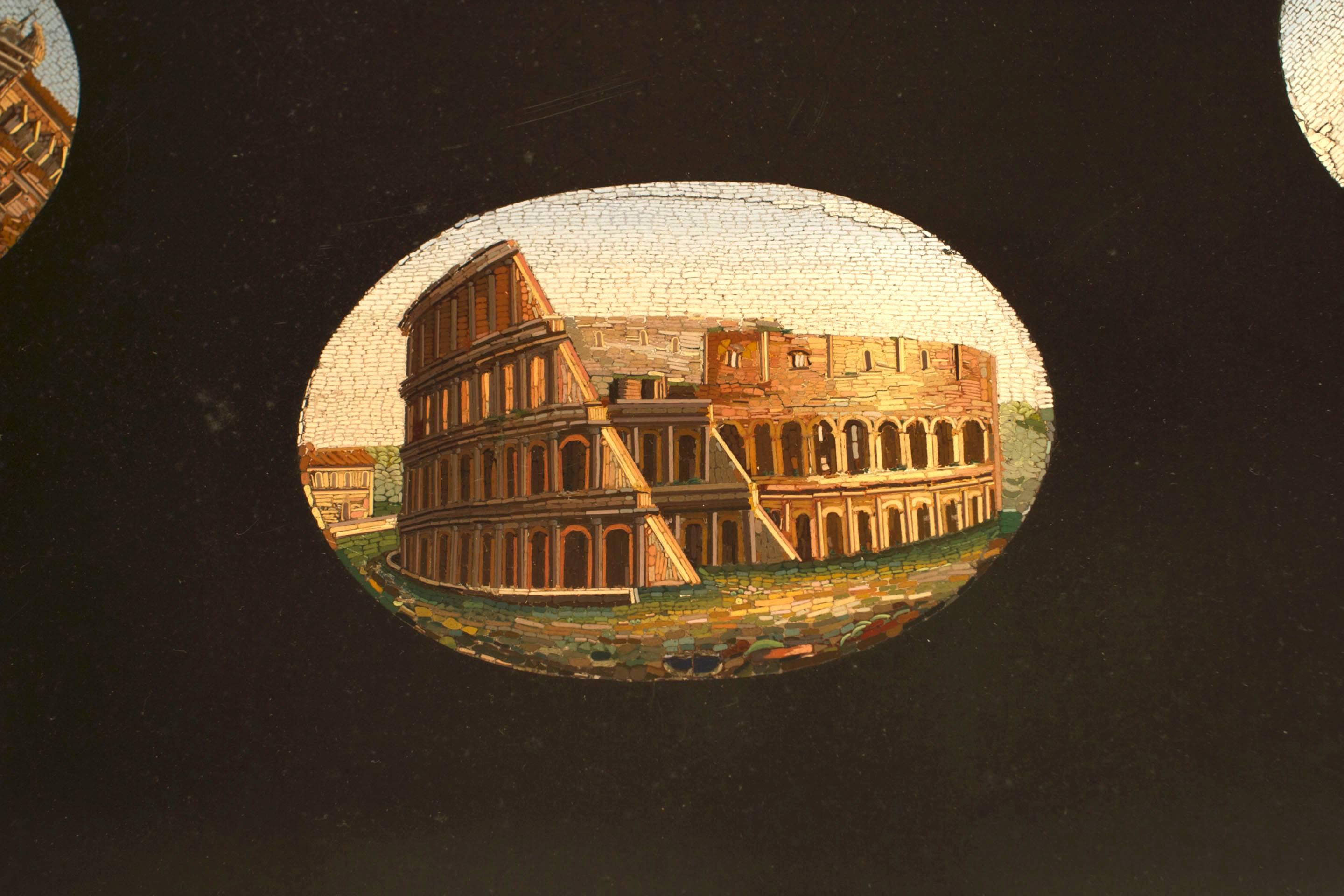 19th Century Italian Neoclassic Marble Roman Buildings End Table