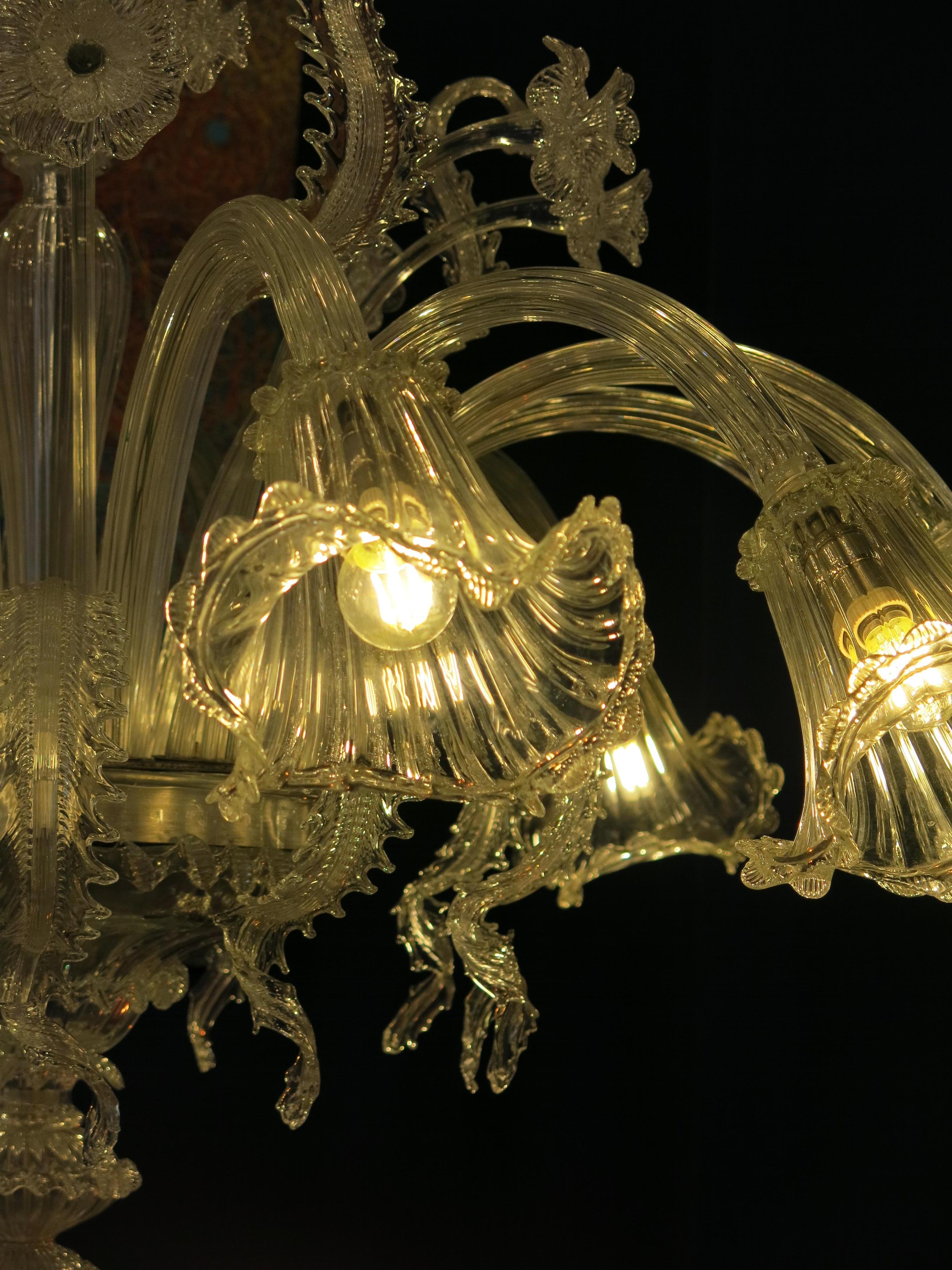 Spectacular Murano Archimede Seguso Glass Chandelier, 1960 For Sale 4