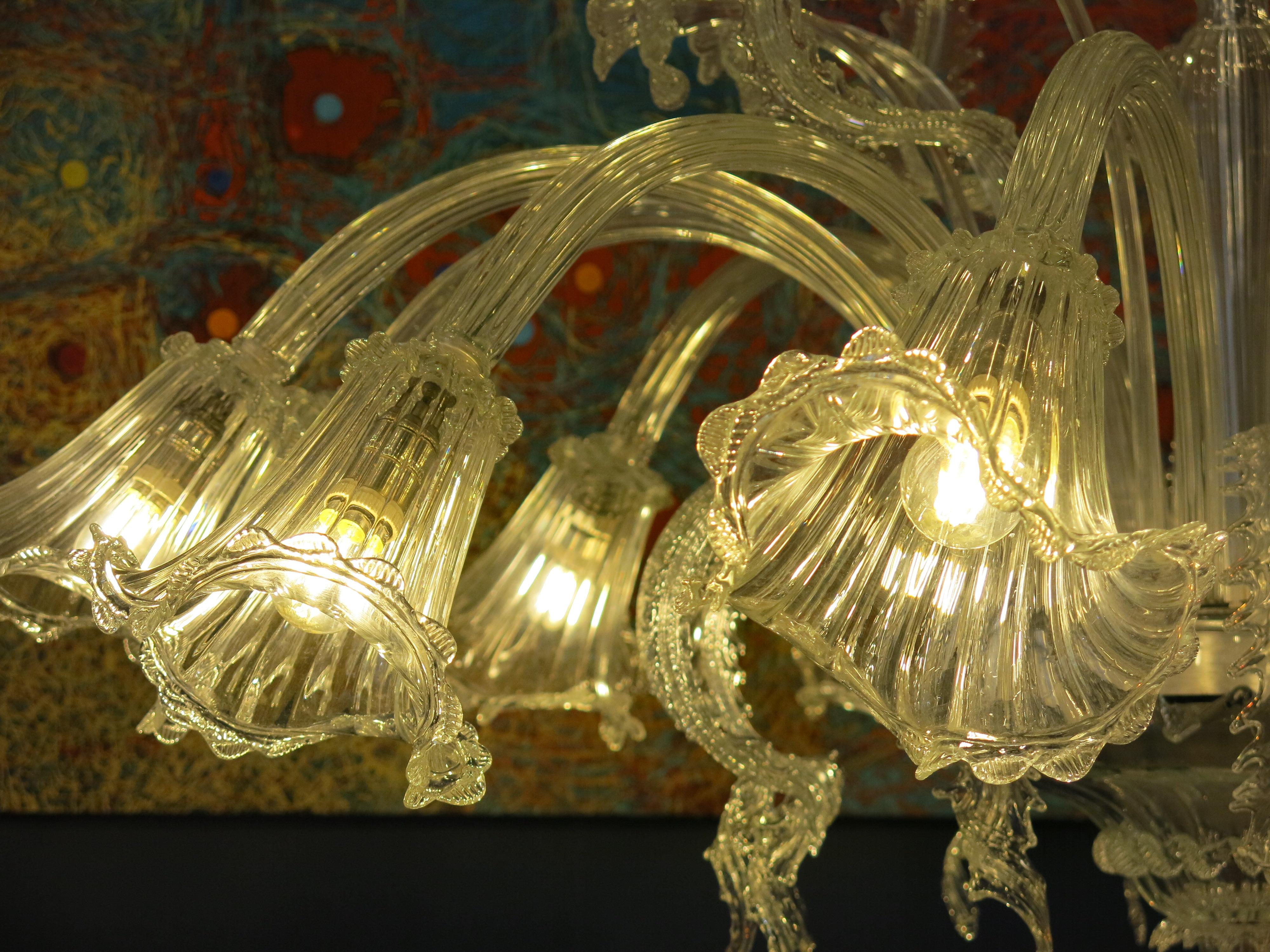 Spectacular Murano Archimede Seguso Glass Chandelier, 1960 For Sale 8