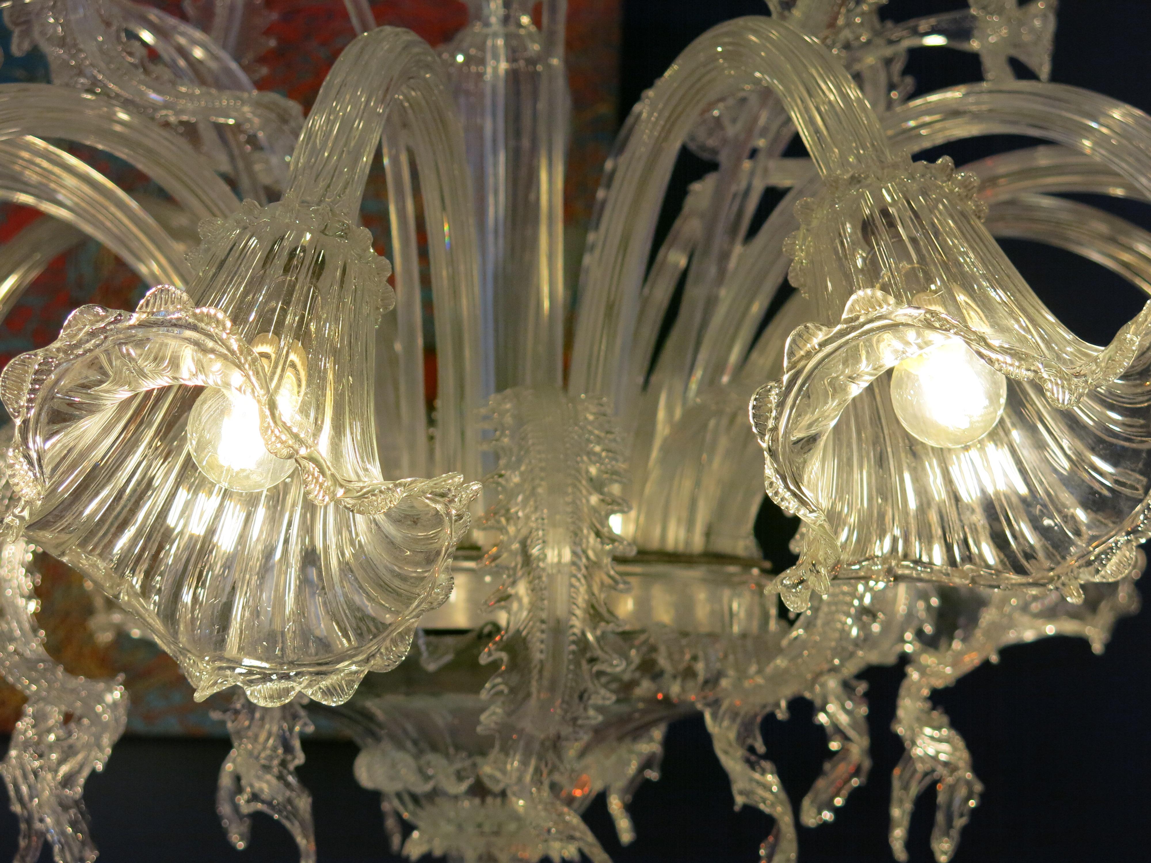 Spectacular Murano Archimede Seguso Glass Chandelier, 1960 For Sale 9