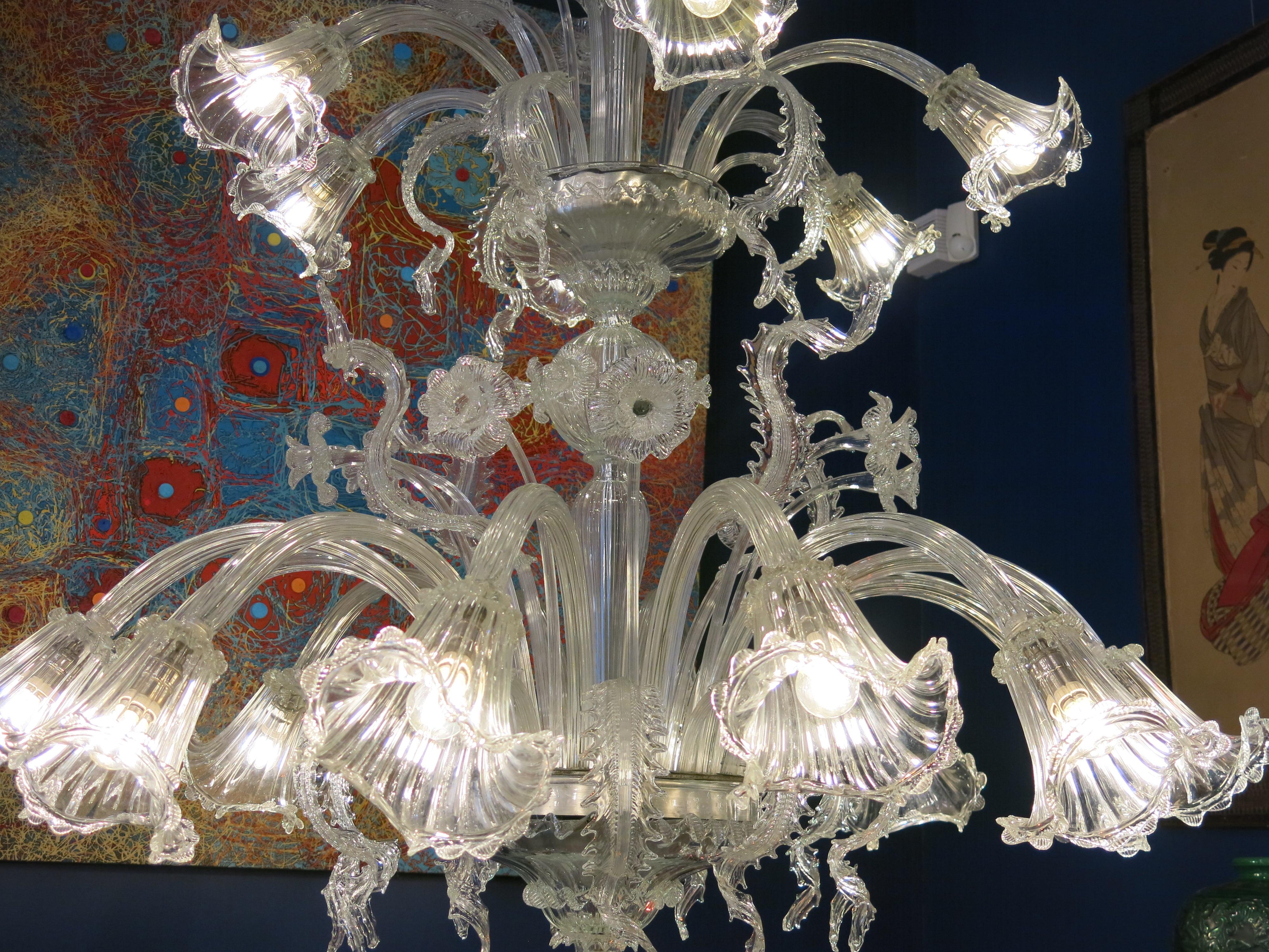 Spectacular Murano Archimede Seguso Glass Chandelier, 1960 For Sale 1