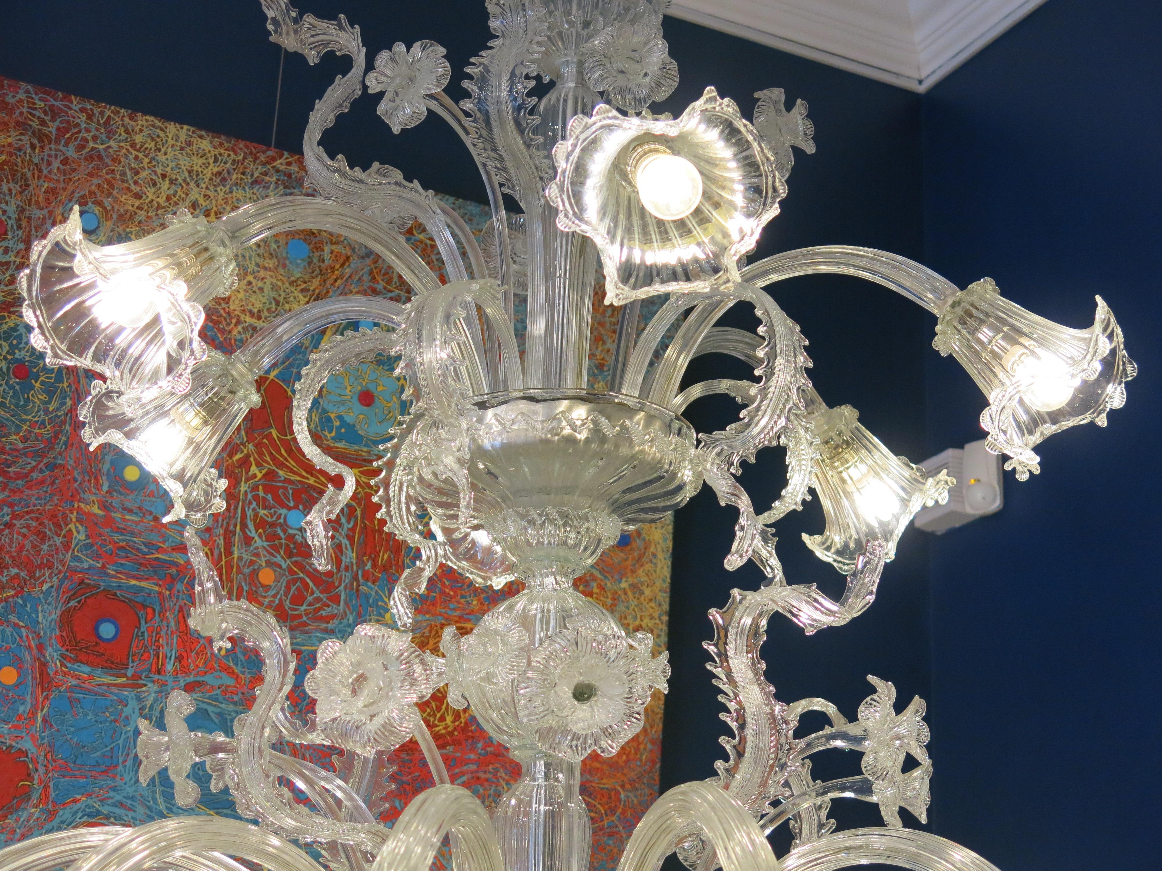 Spectacular Murano Archimede Seguso Glass Chandelier, 1960 For Sale 2