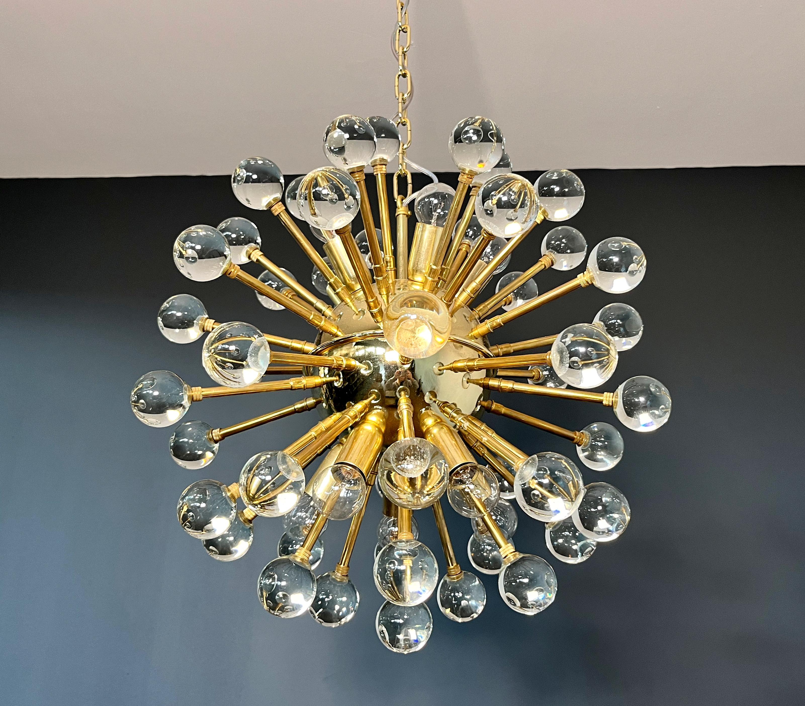Spectacular Murano clear Glass Sputnik Chandelier - 51 glasses in vendita 4