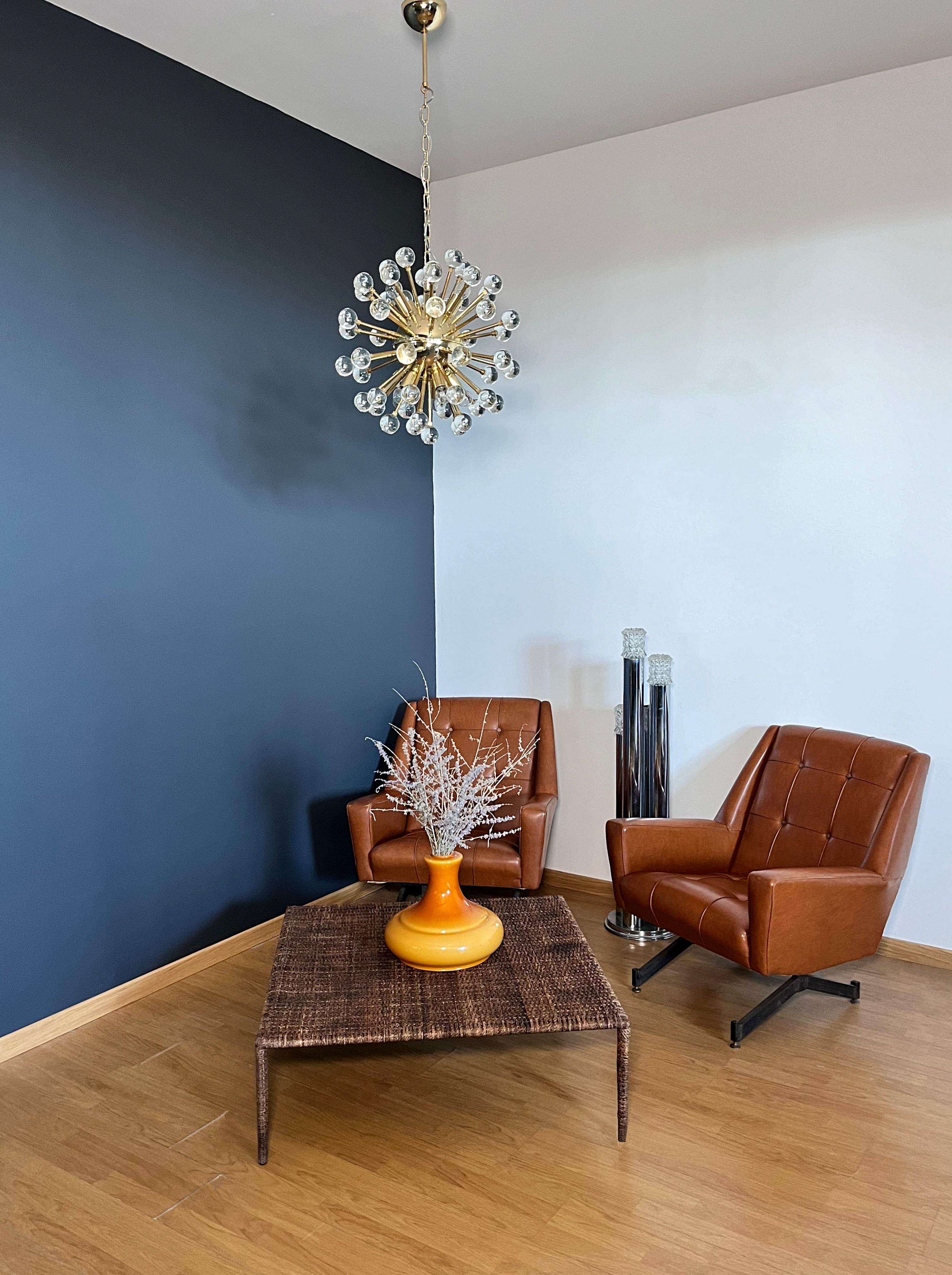 Mid-Century moderno Spectacular Murano clear Glass Sputnik Chandelier - 51 glasses in vendita