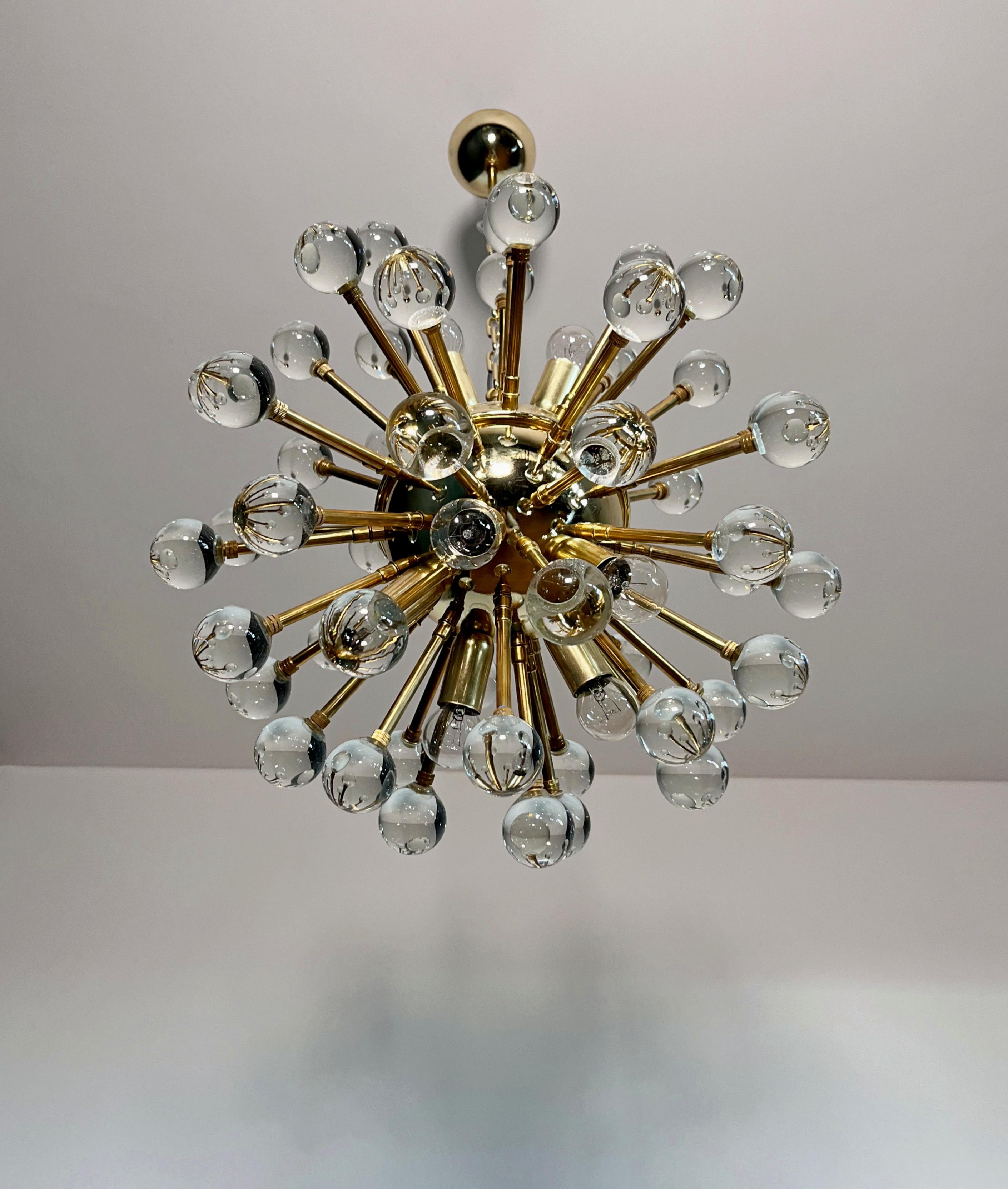 20th Century Spectacular Murano clear Glass Sputnik Chandelier - 51 glasses in vendita