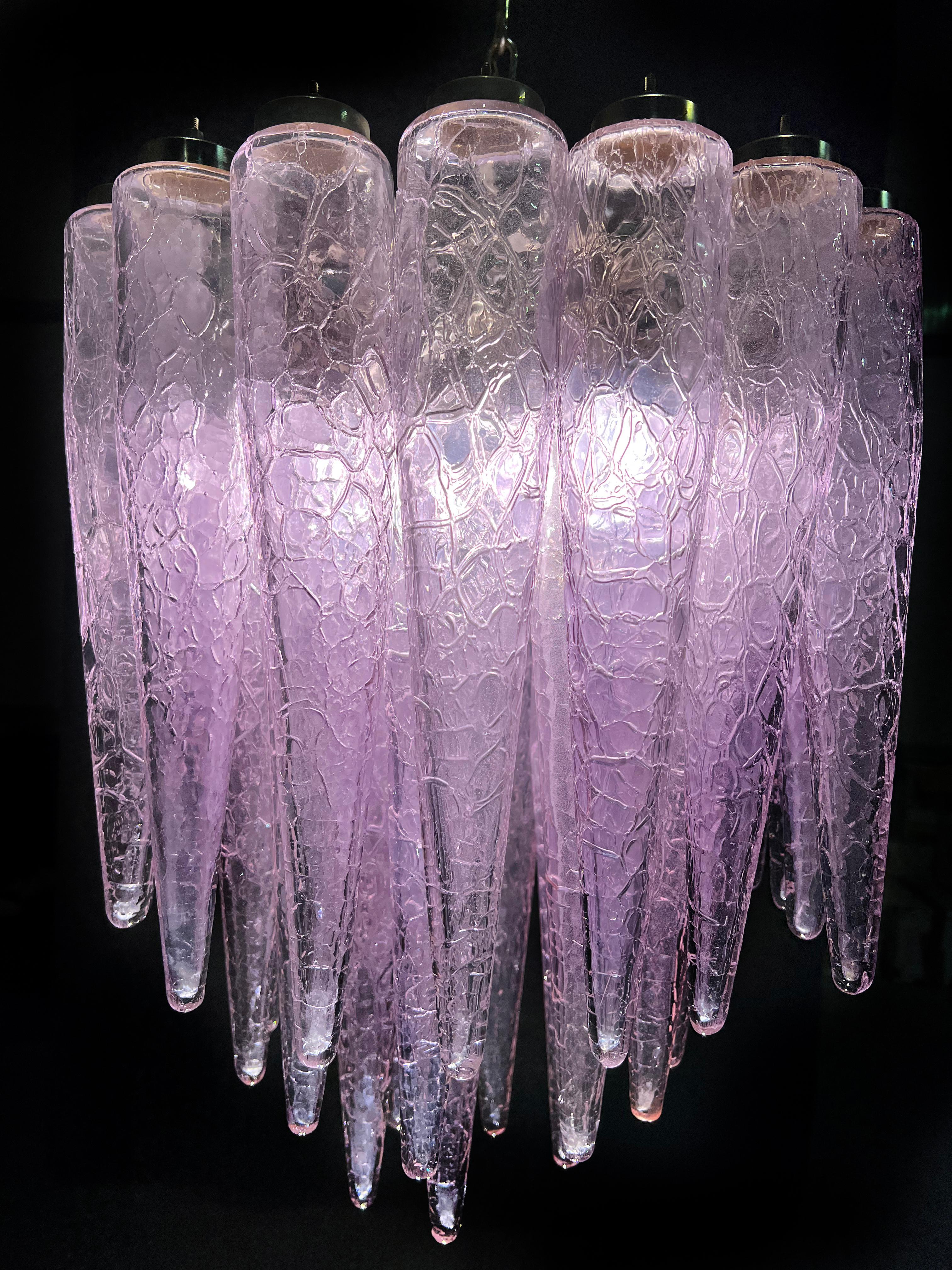 Late 20th Century Spectacular Murano Fuxia Glass Chandelier, 1980 For Sale