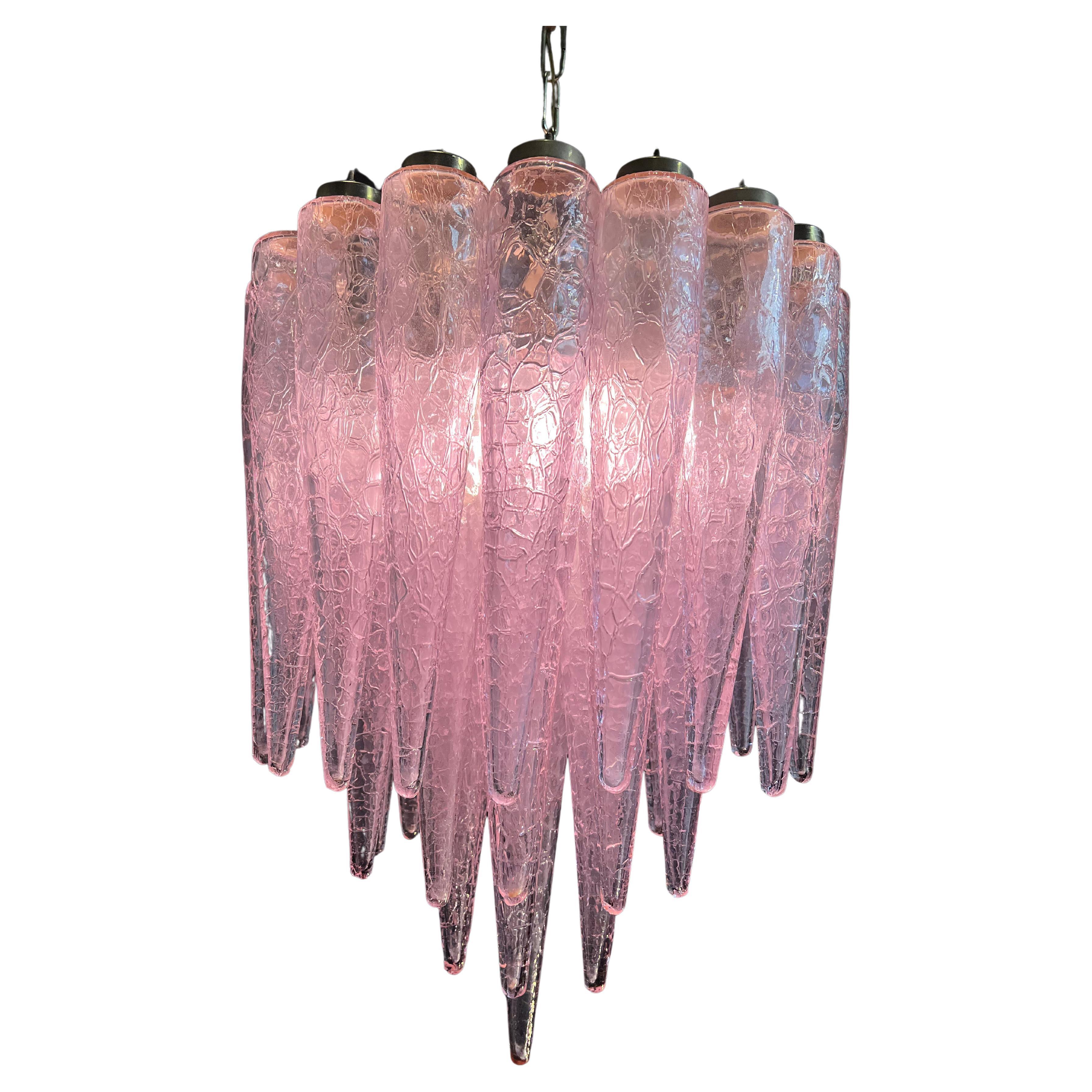 Spectacular Murano Fuxia Glass Chandelier, 1980 For Sale