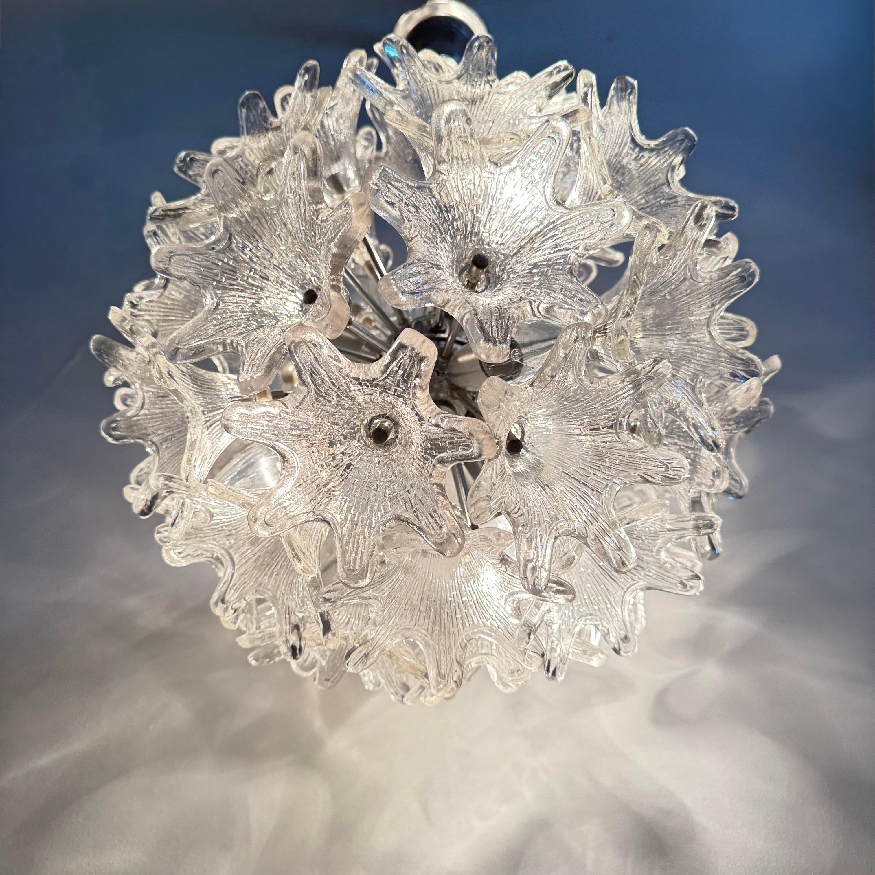 Spektakulärer Blumenleuchter aus Murano-Glas von Venini für VeArt, Italien 1970er Jahre im Angebot 1