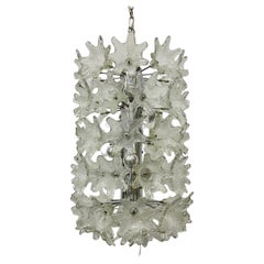 Espectacular araña de flores de cristal de Murano de Venini para VeArt, Italia Años 70
