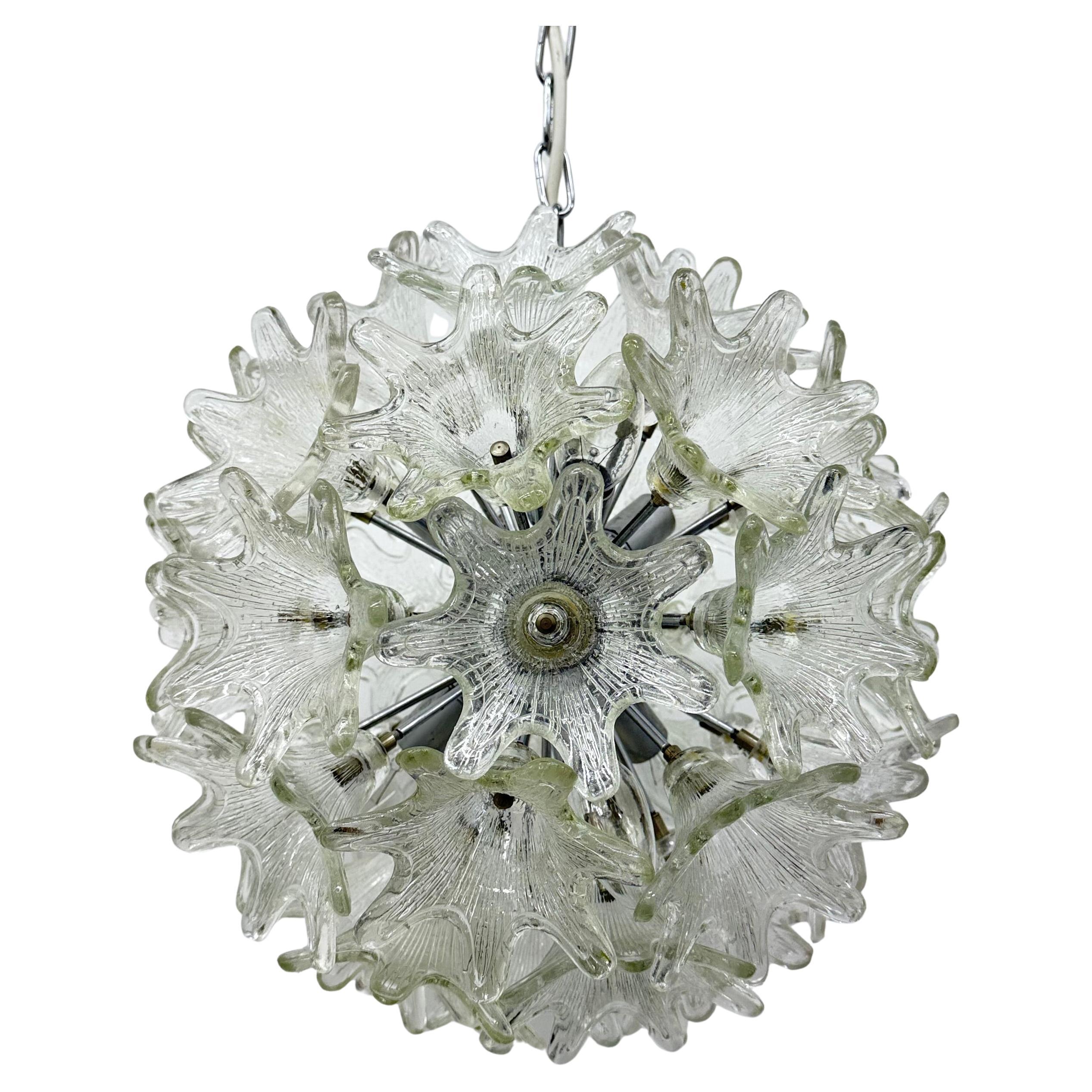 Spectaculaire lustre à fleurs en verre de Murano par Venini pour VeArt, Italie 1970