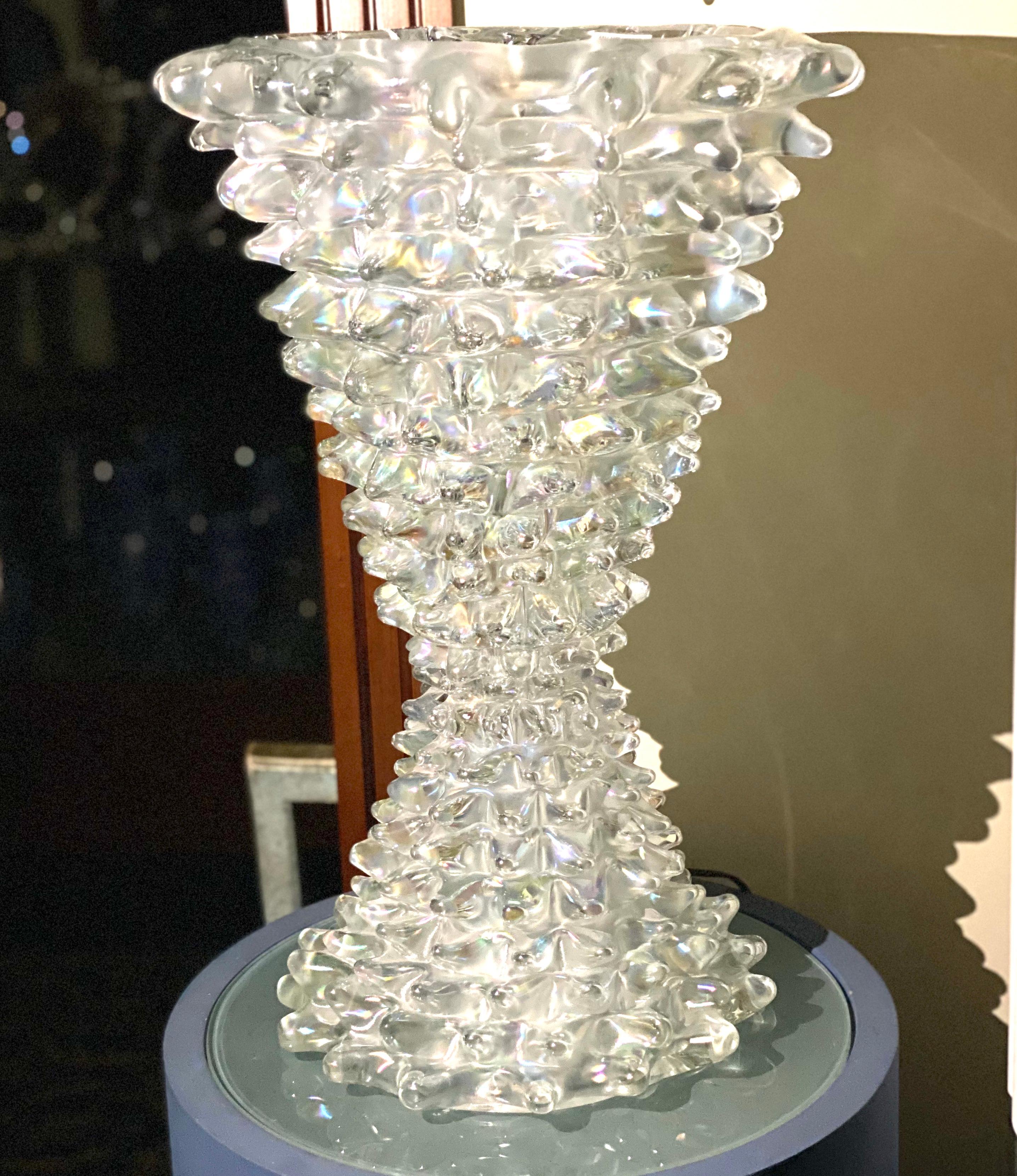 Spectacular Murano Glass Iridescent Rostrato Large Table Lamp In Excellent Condition For Sale In Rome, IT