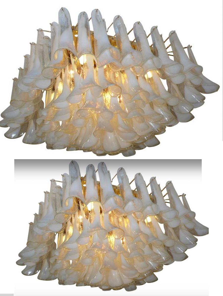 Blown Glass Spectacular Murano Glass Petal Chandelier or Flush Mount For Sale