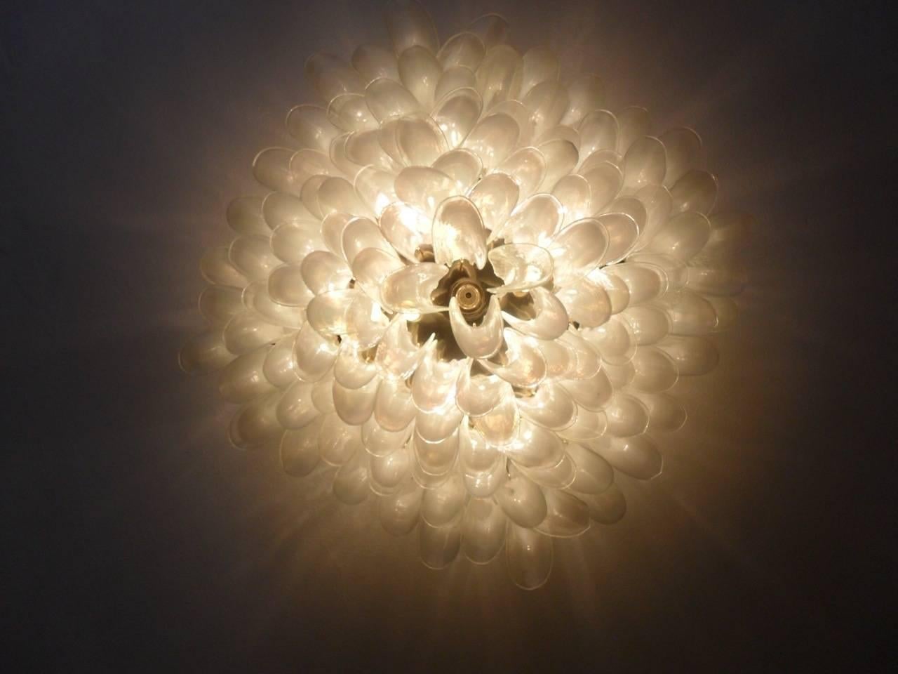 Spectacular Murano Glass Petal Chandelier or Flush Mount In Excellent Condition For Sale In Rome, IT