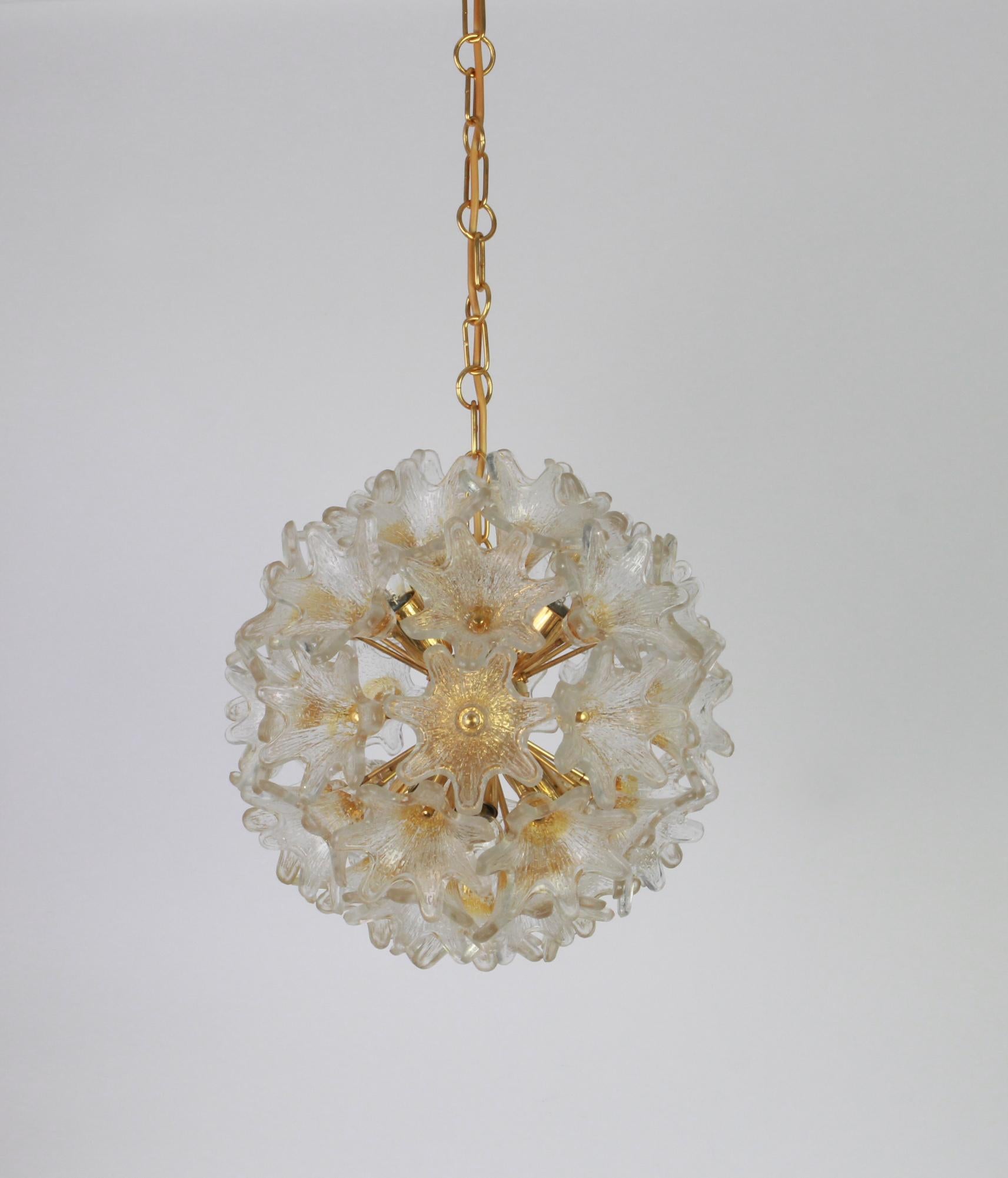 Espectacular Lámpara de Cristal de Murano Flor de Sol de Venini VeArt, Italia Años 70 en venta 3