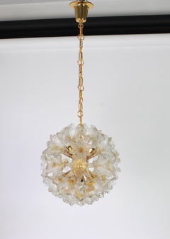 Spectacular Murano Glass Sunburst Flower Chandelier by Venini VeArt, Italy 1970s