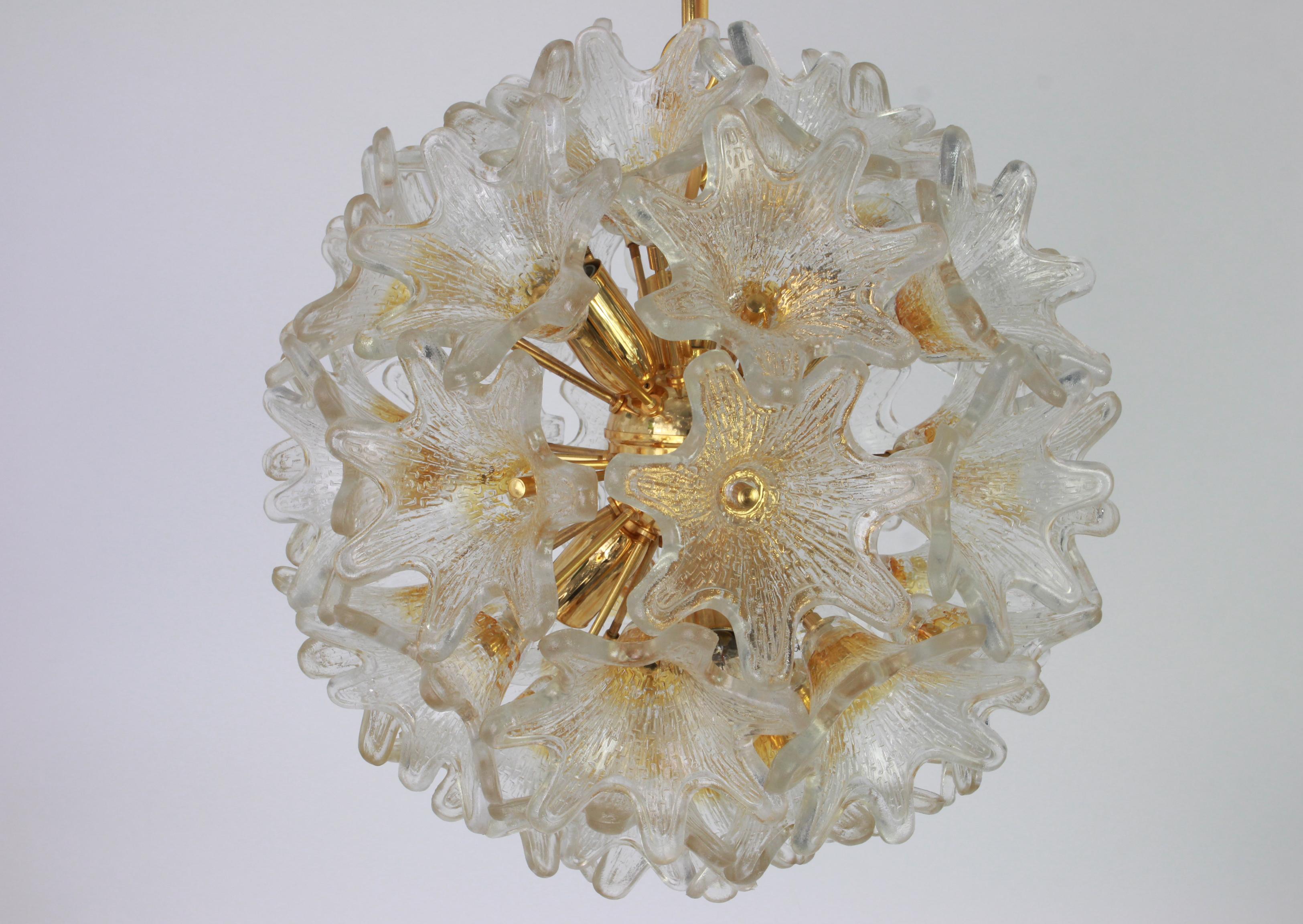 Espectacular Lámpara de Cristal de Murano Flor de Sol de Venini VeArt, Italia Años 70 en Bueno estado para la venta en Aachen, NRW