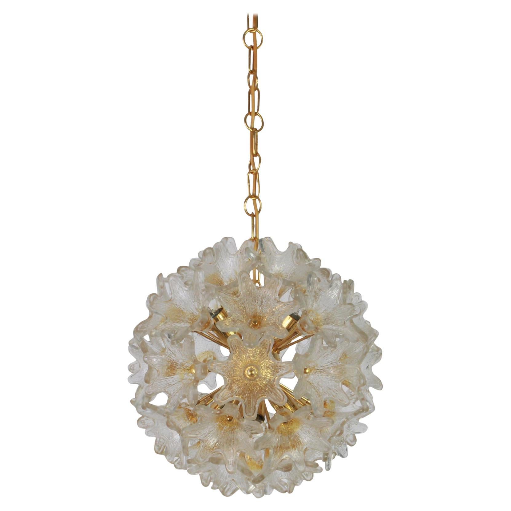 Espectacular Lámpara de Cristal de Murano Flor de Sol de Venini VeArt, Italia Años 70 en venta