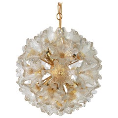 Spectacular Murano Glass Sunburst Flower Chandelier by Venini VeArt, Italy 1970s