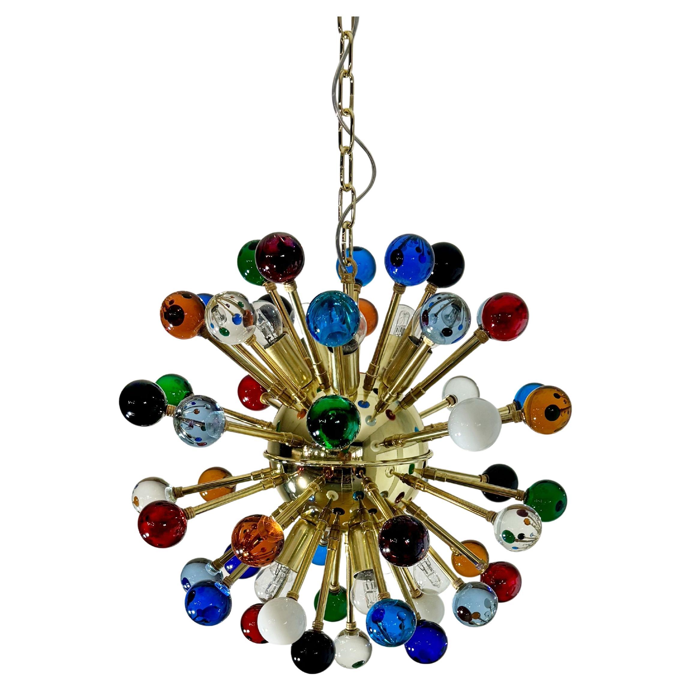 Spectacular Murano multicolored Glass Sputnik Chandelier - 51 glasses