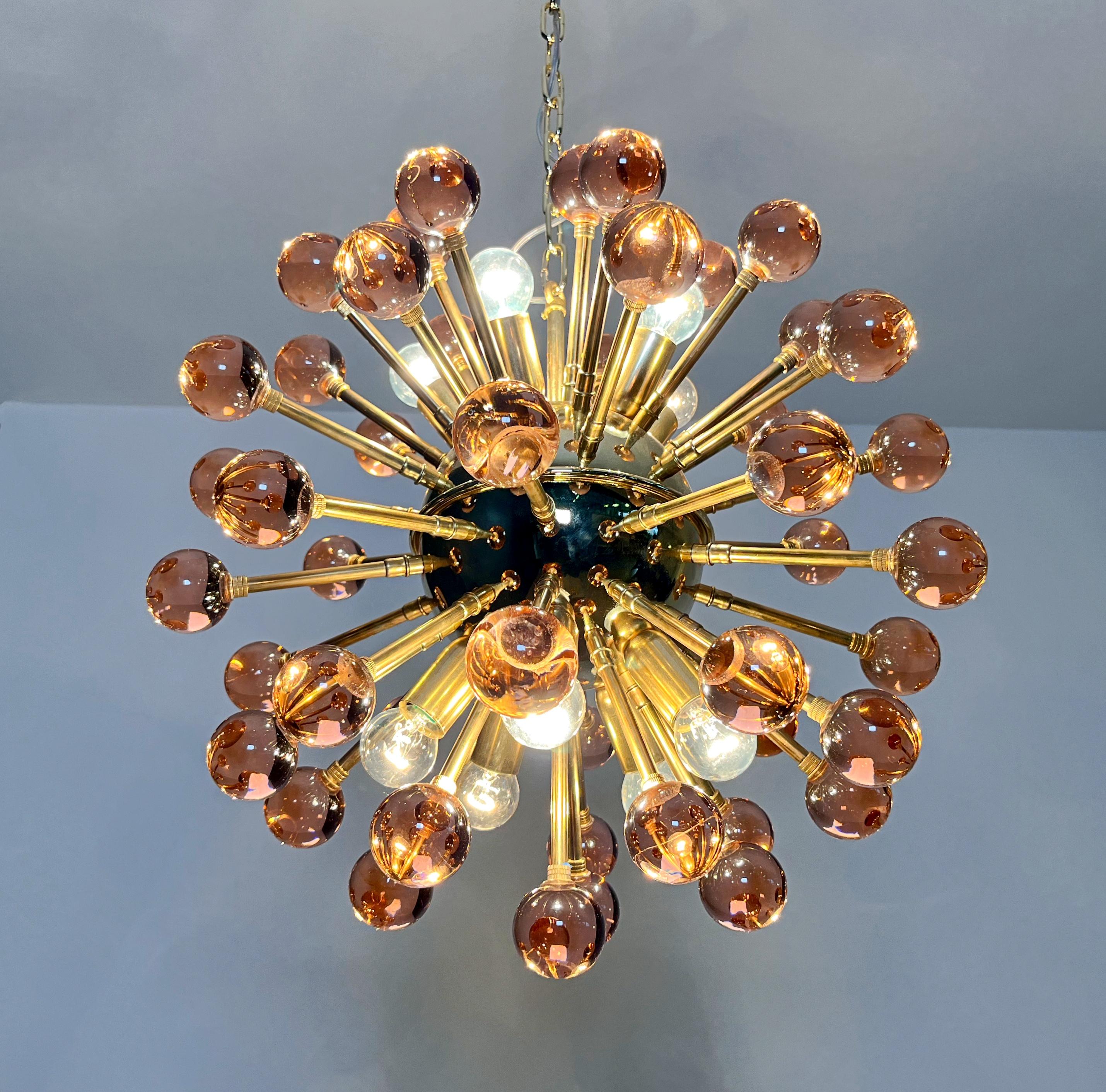 Spectacular Murano pink Glass Sputnik Chandelier - 51 glasses in vendita 6