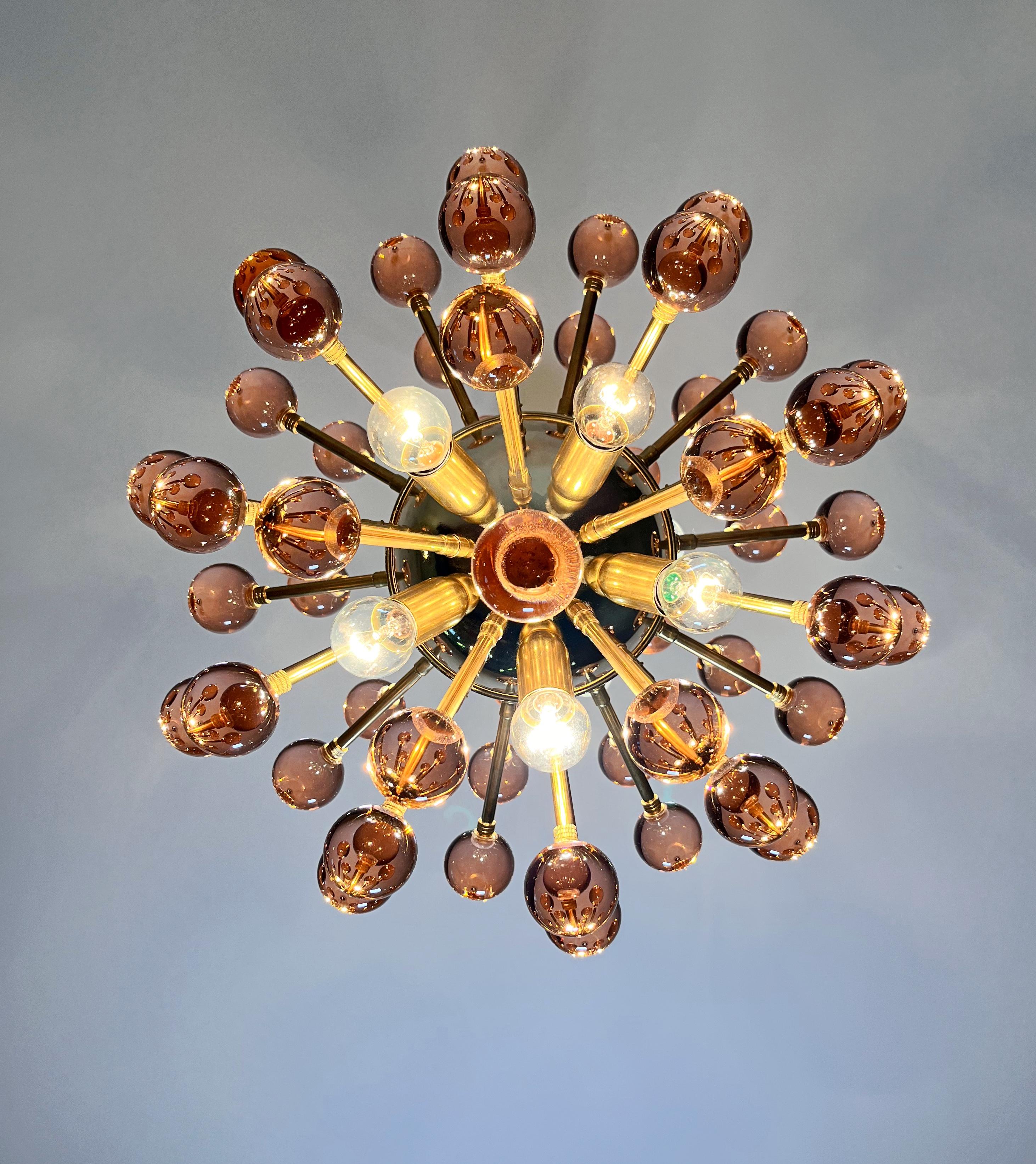 Spectacular Murano pink Glass Sputnik Chandelier - 51 glasses in vendita 9