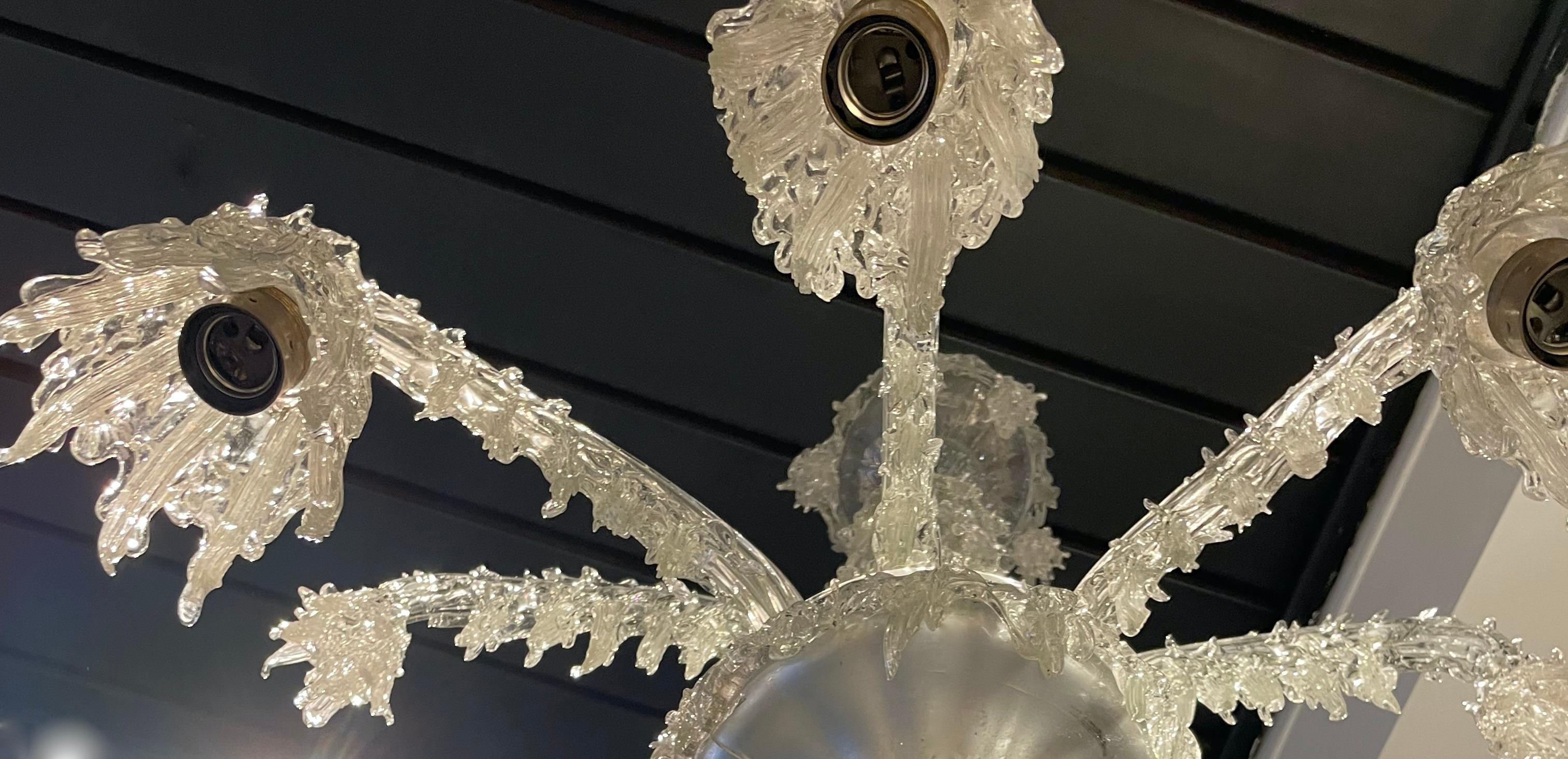 Baroque Spectaculaire lustre «talactite » de Murano attribué à Barovier - Italie 1940. en vente