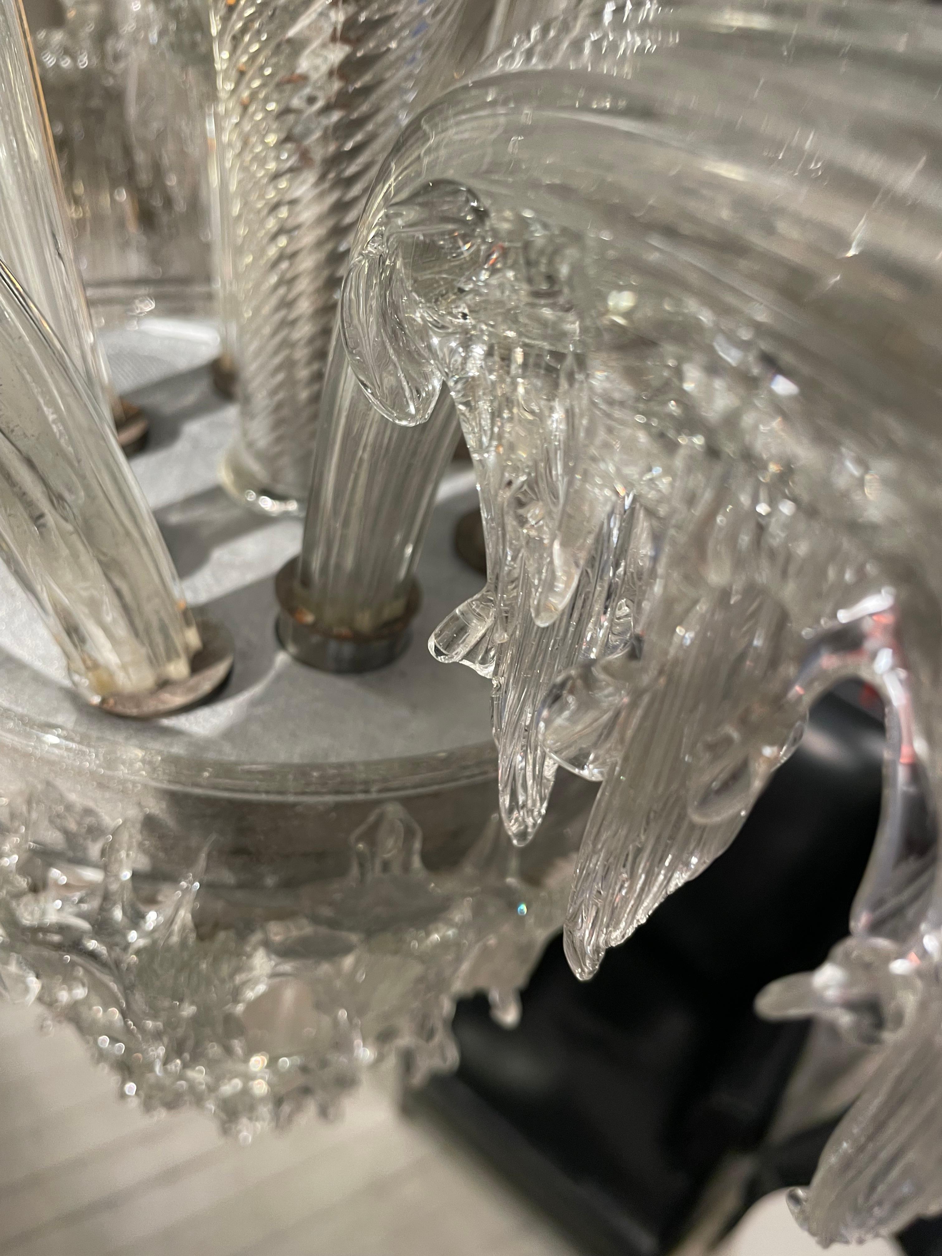 Milieu du XXe siècle Spectaculaire lustre «talactite » de Murano attribué à Barovier - Italie 1940. en vente