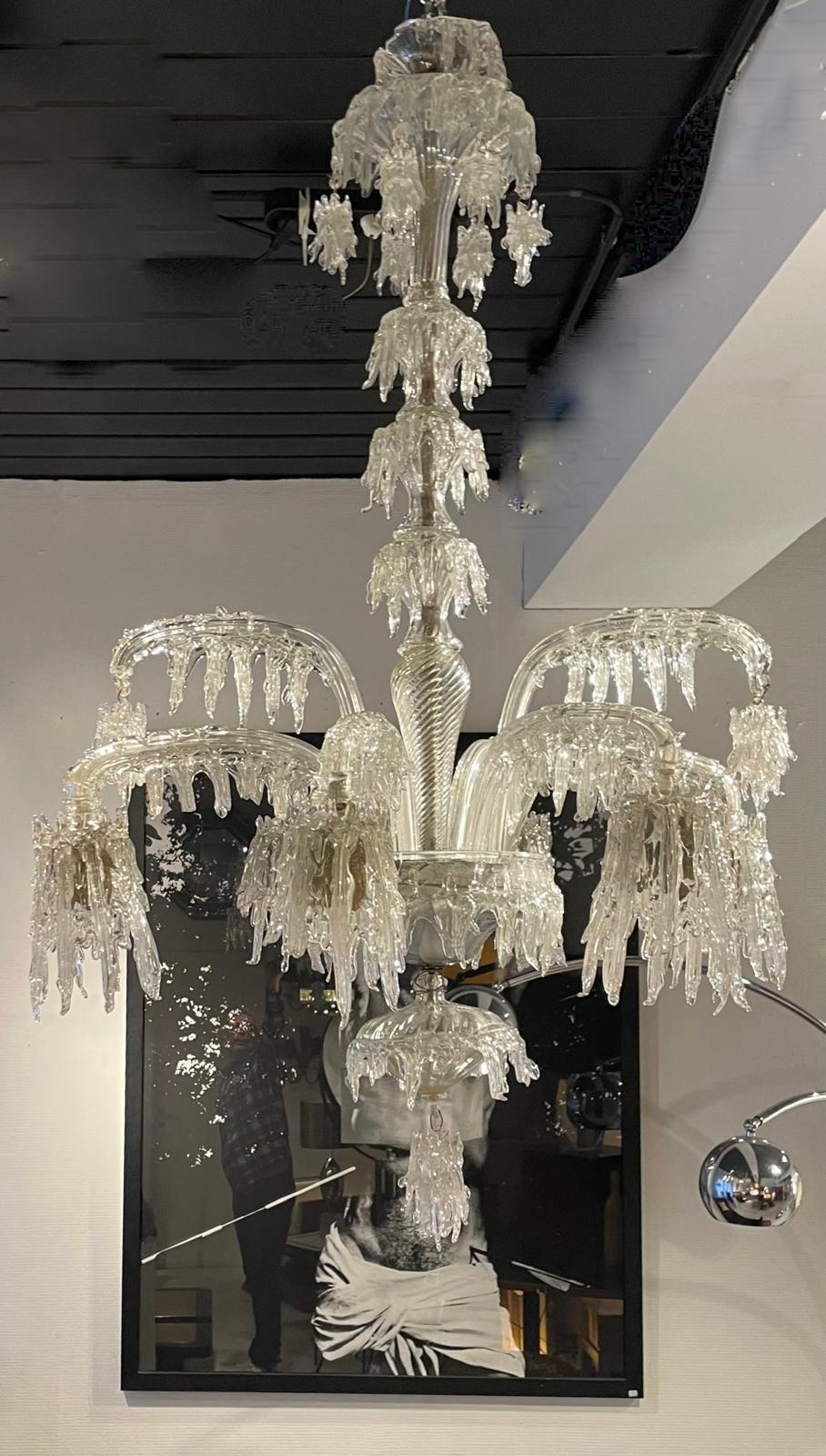 Verre de Murano Spectaculaire lustre «talactite » de Murano attribué à Barovier - Italie 1940. en vente